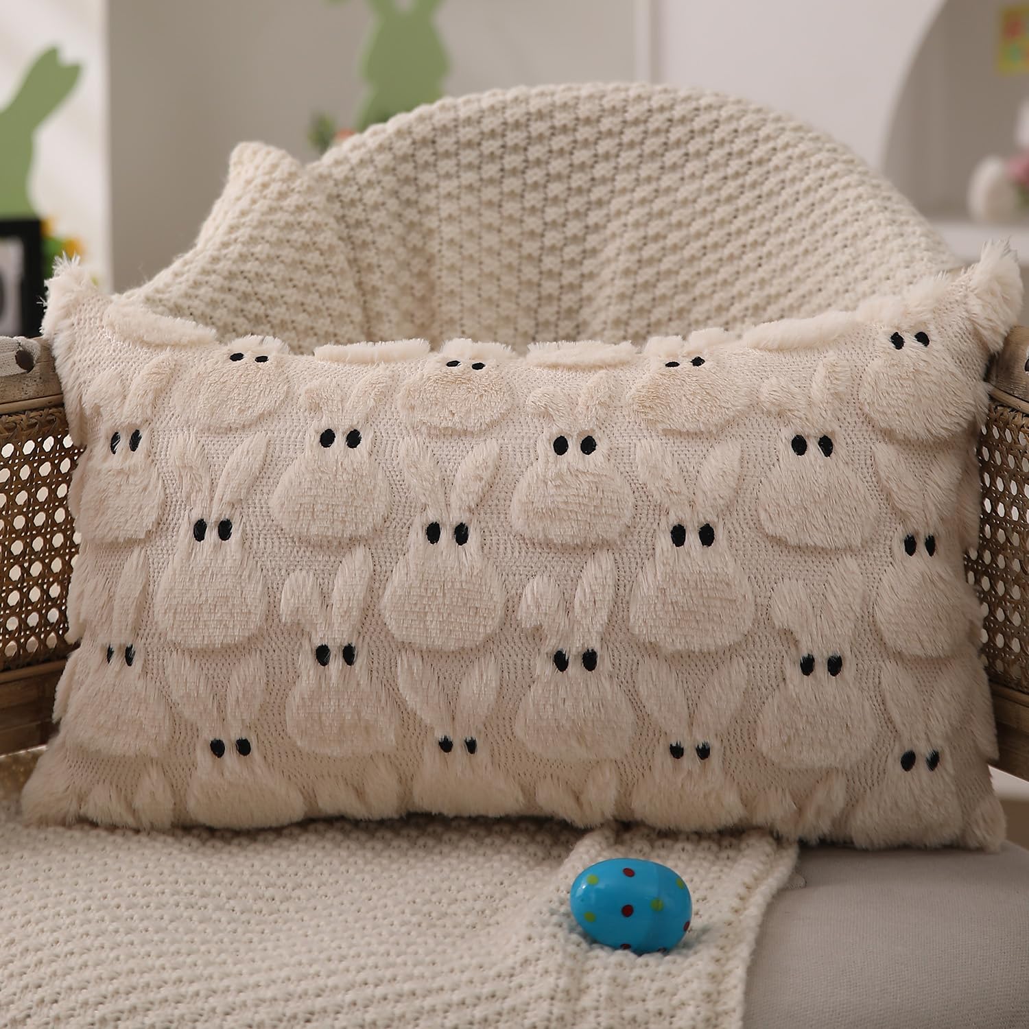Foto 4 pulgar | Fundas De Almohada Dfxsz Para Pascua, 30 X 50 Cm, Juego De 2 Piezas De Piel De Conejo De Color Beige - Venta Internac