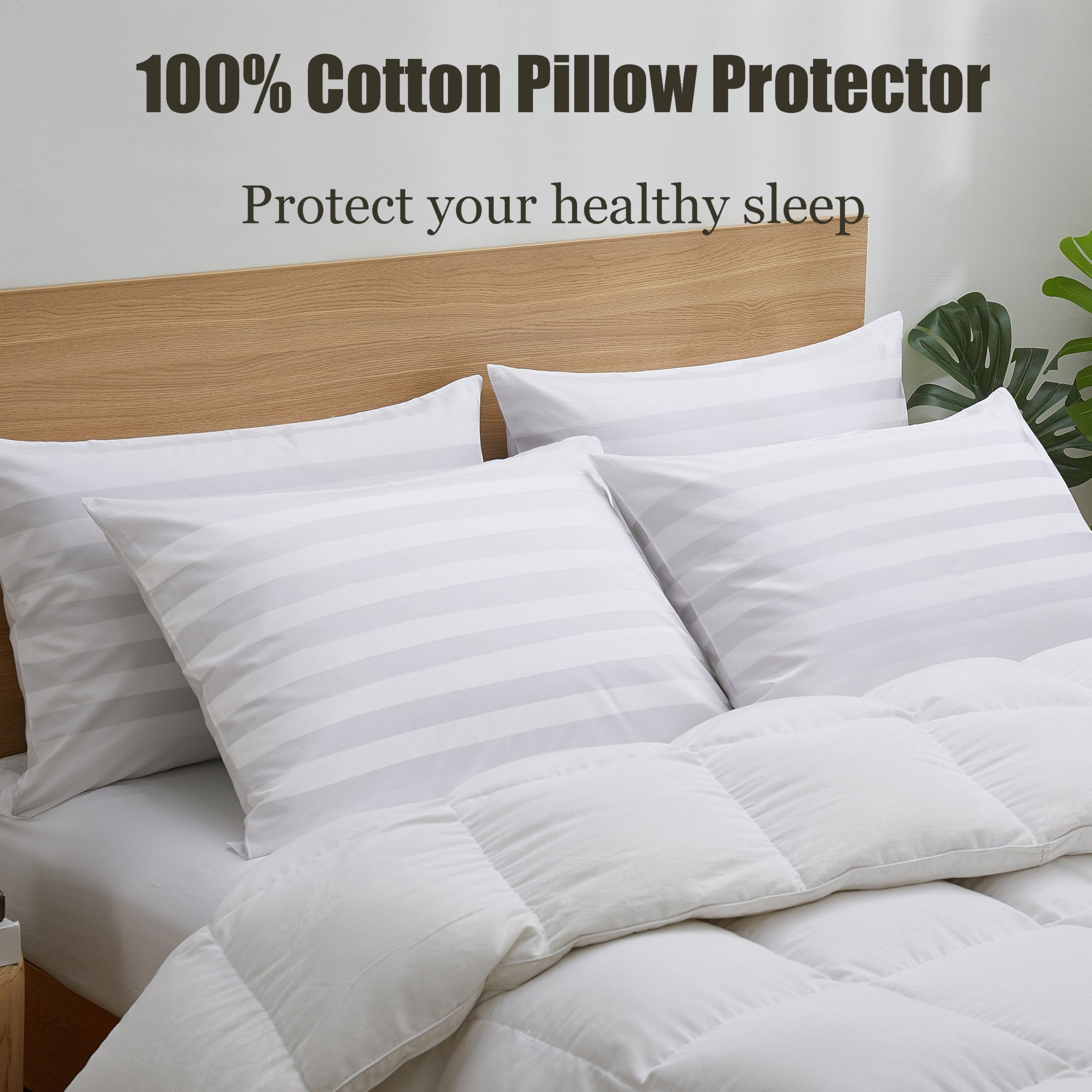 Foto 6 pulgar | Juego De 4 Protectores De Almohada Shunjie.home, 100% Algodón, 600 Hilos, Satén - Venta Internacional.