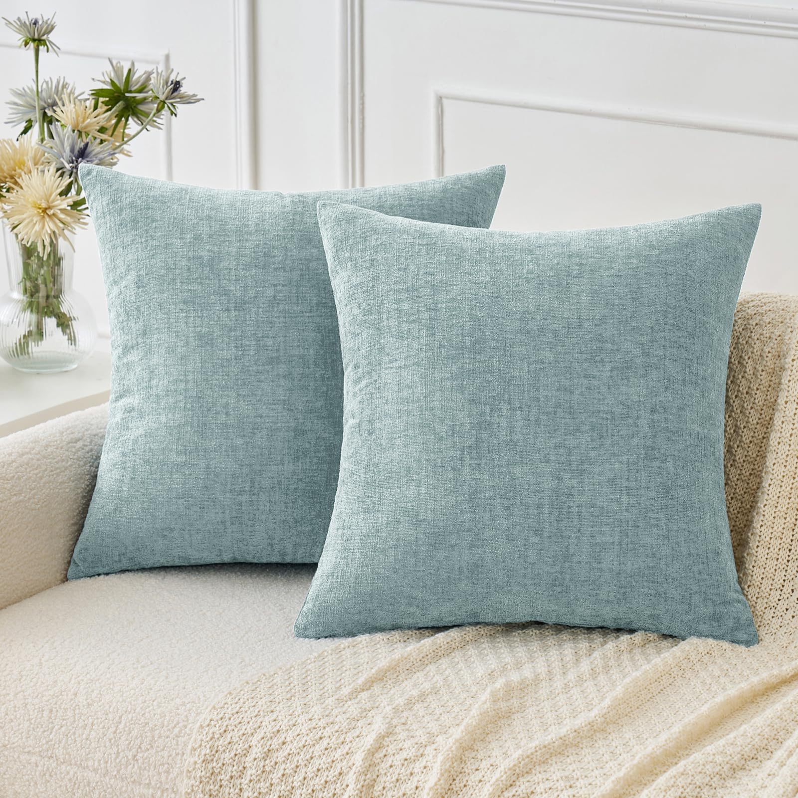 Fundas De Almohada Miulee De Felpilla Azul Claro, 40 X 40 Cm, Paquete De 2 - Venta Internacional.