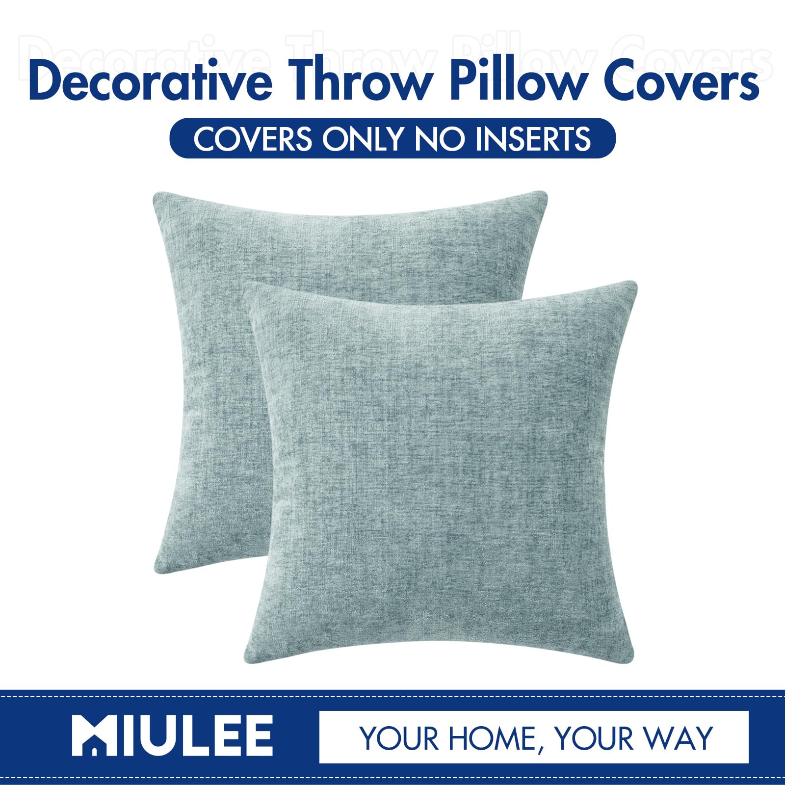 Foto 7 pulgar | Fundas De Almohada Miulee De Felpilla Azul Claro, 40 X 40 Cm, Paquete De 2 - Venta Internacional.