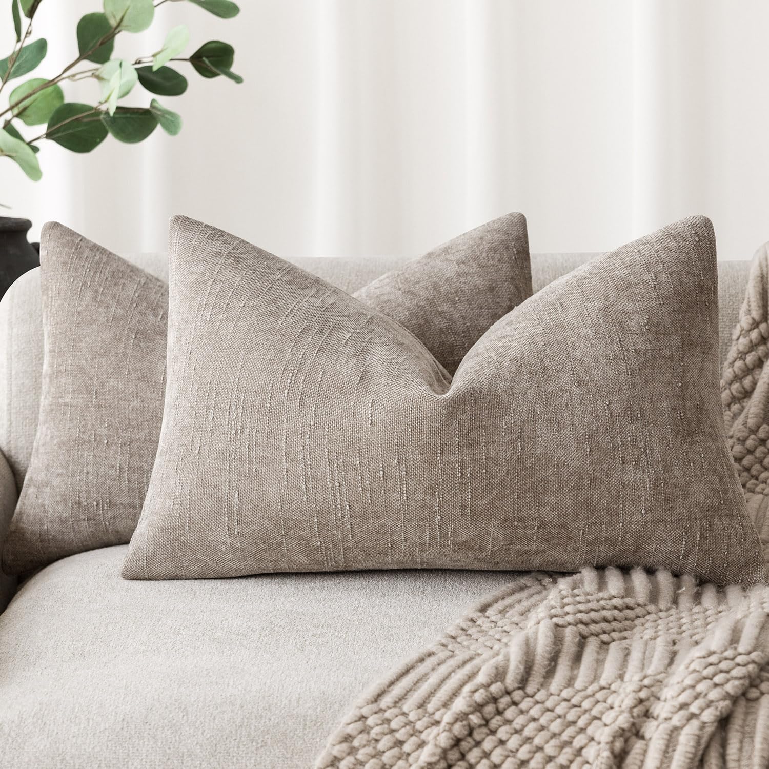 Fundas De Almohada Foindtower De Felpilla Texturizada, 30 X 50 Cm, Color Marrón Claro - Venta Internacional.
