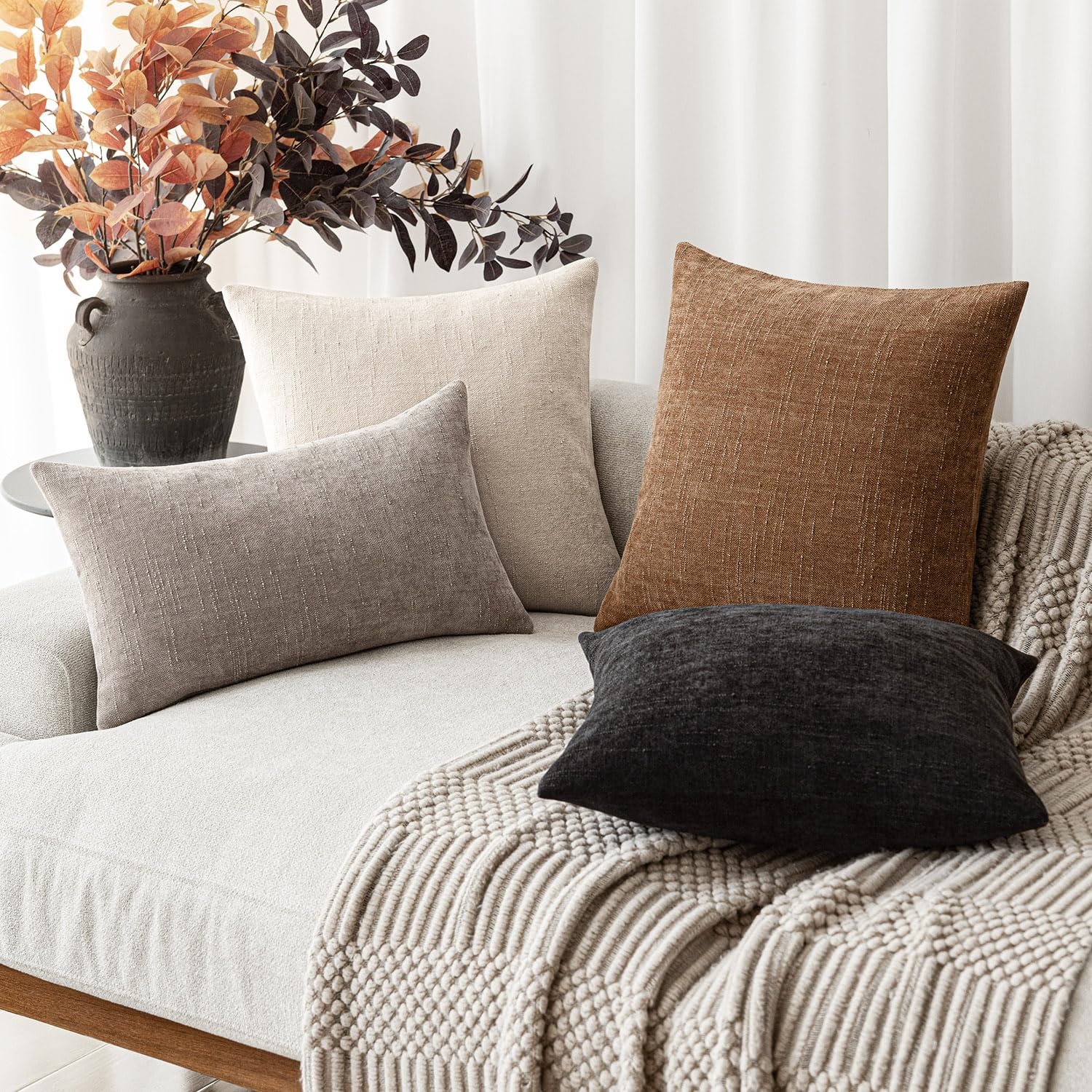 Foto 7 | Fundas De Almohada Foindtower De Felpilla Texturizada, 30 X 50 Cm, Color Marrón Claro - Venta Internacional.
