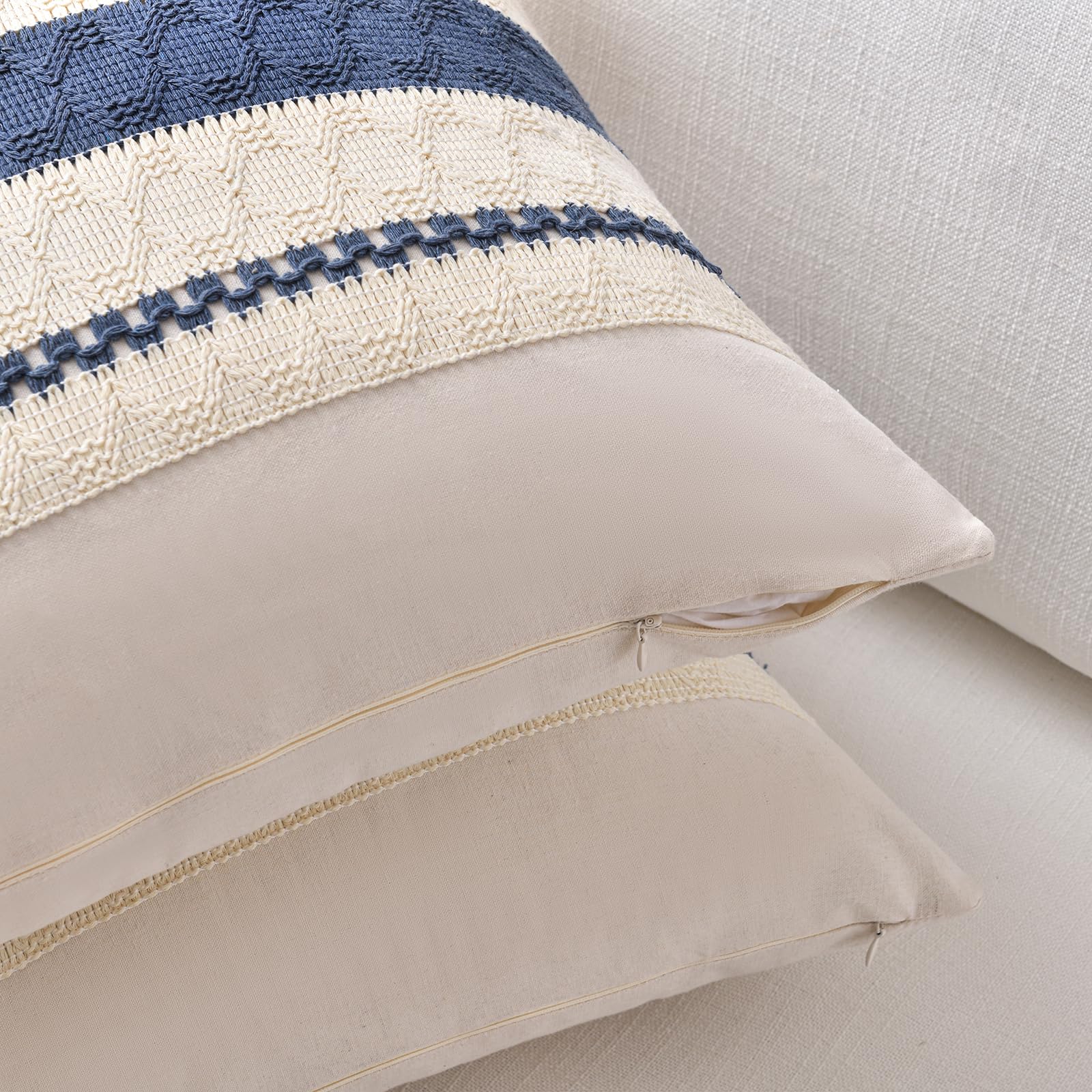 Foto 4 pulgar | Funda De Almohada Fancy Homi Dusty Blue Vintage Long Lumbar X2 - Venta Internacional.
