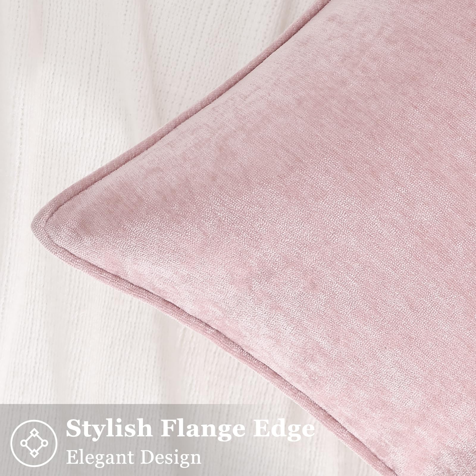 Foto 4 pulgar | Fundas De Almohada Decoruhome Spring Chenille, 45 X 45 Cm, Rosa Rubor - Venta Internacional.