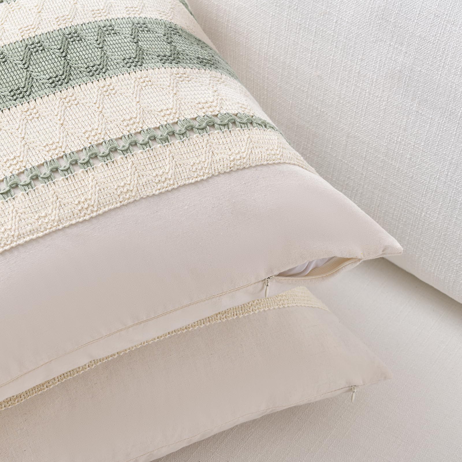 Foto 4 pulgar | Funda De Almohada Fancy Homi, Verde Salvia, Bohemio, Lumbar, 35 X 60 Cm, Juego De 2 - Venta Internacional.