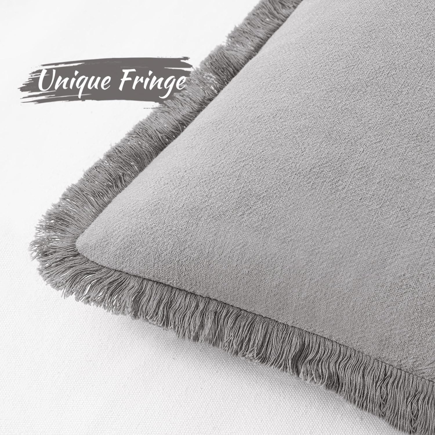 Foto 3 pulgar | Fundas De Cojín Miulee De Lino Con Flecos, 45 X 45 Cm, Color Gris Claro - Venta Internacional.