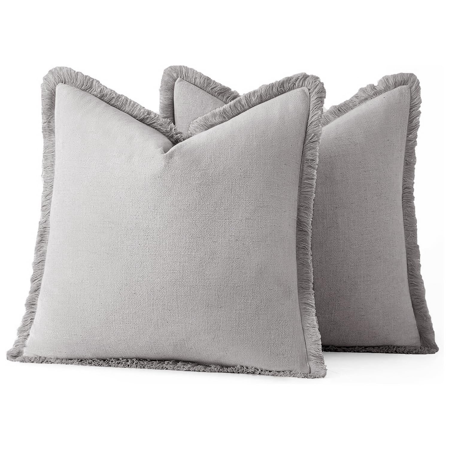 Foto 7 pulgar | Fundas De Cojín Miulee De Lino Con Flecos, 45 X 45 Cm, Color Gris Claro - Venta Internacional.