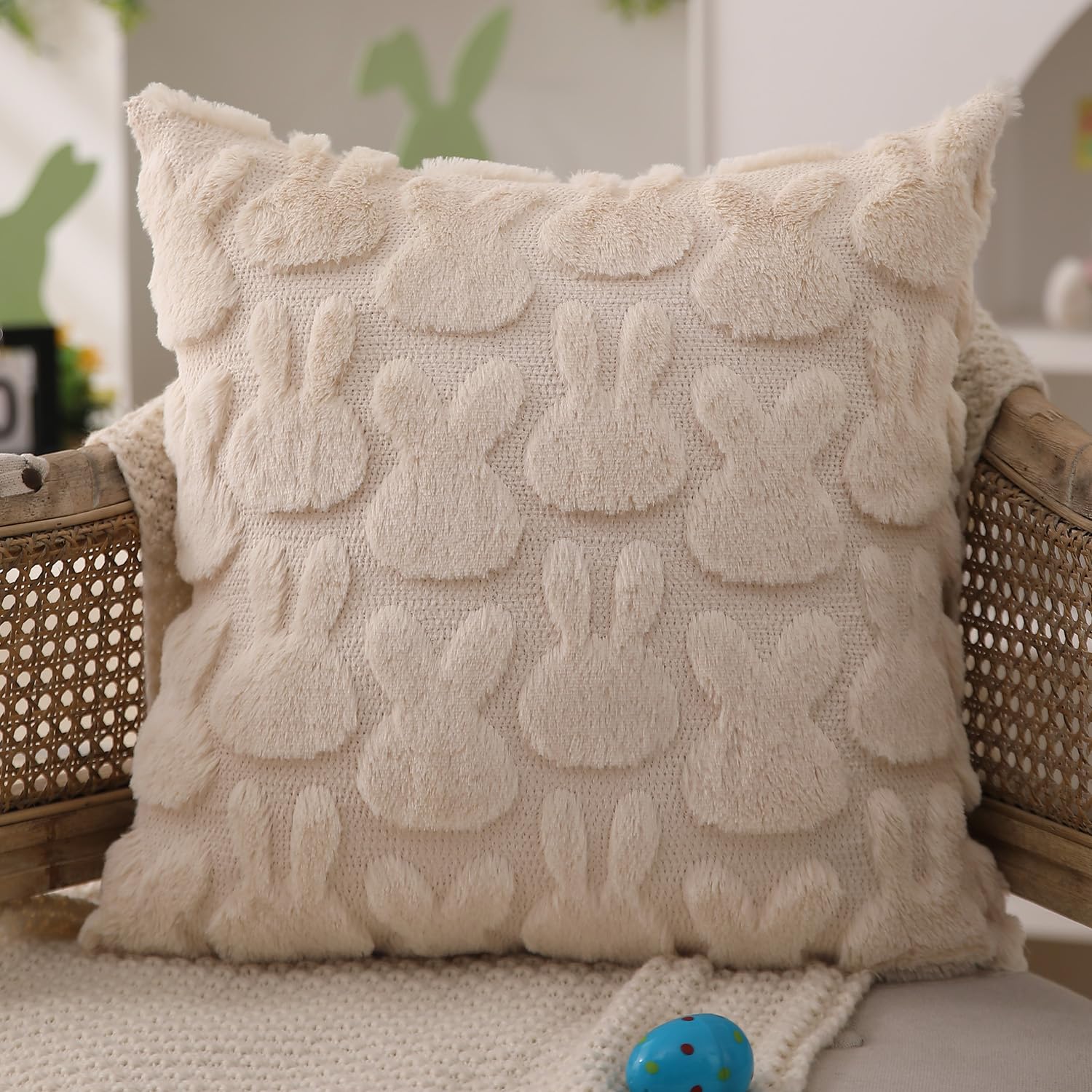 Foto 4 pulgar | Juego De 2 Fundas De Almohada Dfxsz Para Pascua, 50 X 50 Cm, Piel De Conejo De Color Beige - Venta Internacional.