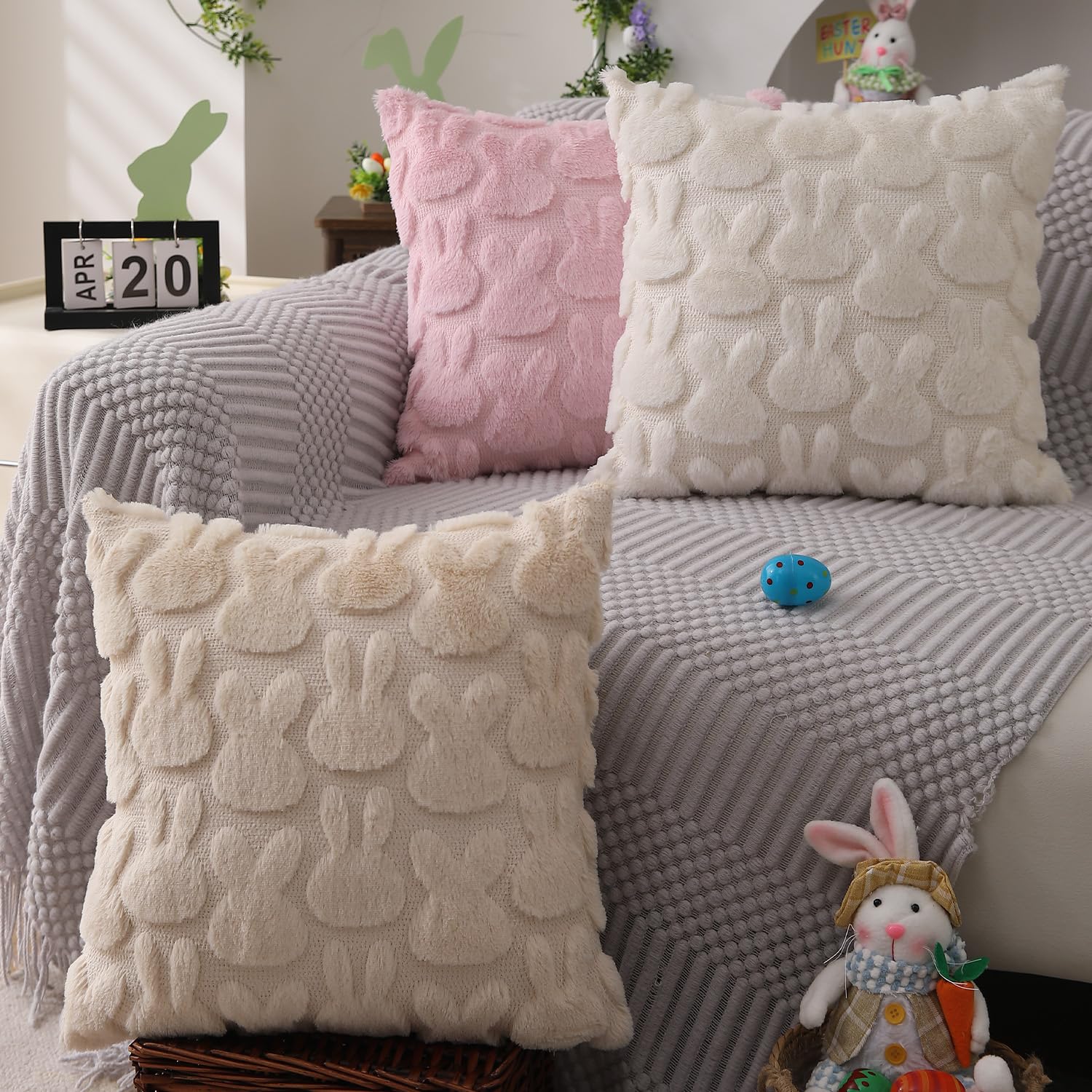 Foto 6 pulgar | Juego De 2 Fundas De Almohada Dfxsz Para Pascua, 50 X 50 Cm, Piel De Conejo De Color Beige - Venta Internacional.
