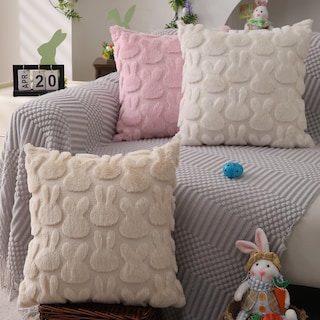 Foto 5 | Juego De 2 Fundas De Almohada Dfxsz Para Pascua, 50 X 50 Cm, Piel De Conejo De Color Beige - Venta Internacional.