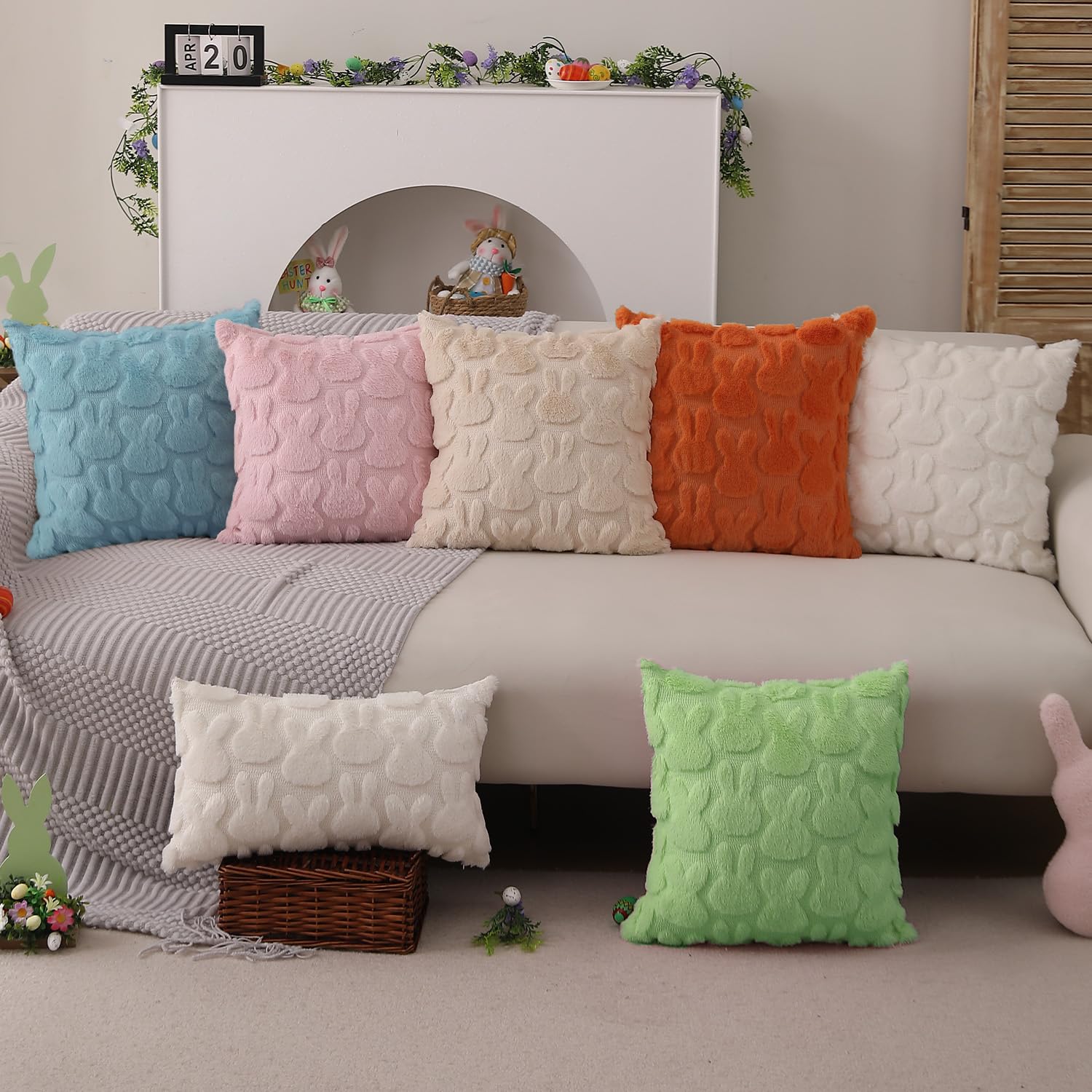 Foto 7 pulgar | Juego De 2 Fundas De Almohada Dfxsz Para Pascua, 50 X 50 Cm, Piel De Conejo De Color Beige - Venta Internacional.