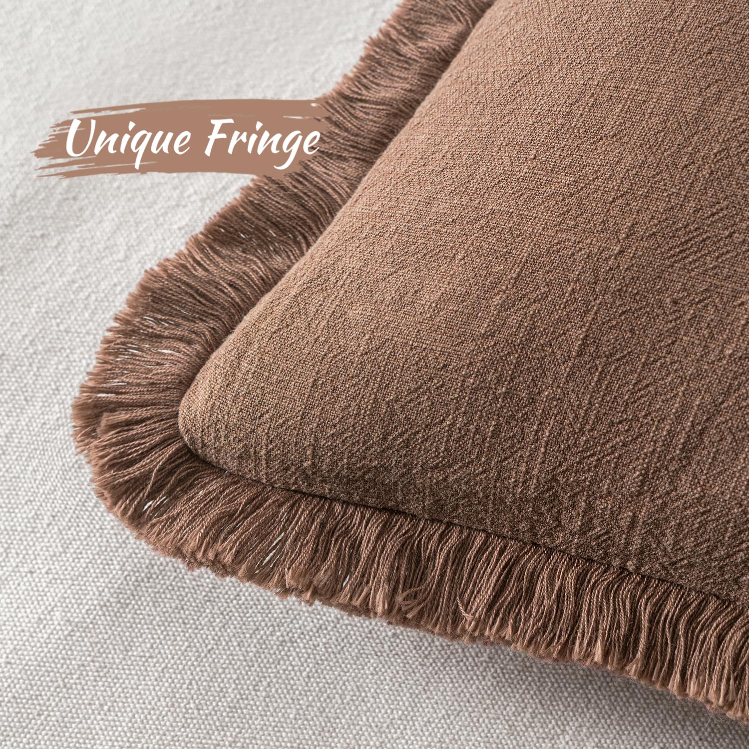 Foto 4 pulgar | Fundas De Cojín Miulee De Lino Con Flecos, Color Café Oscuro, 45 X 45 Cm - Venta Internacional.