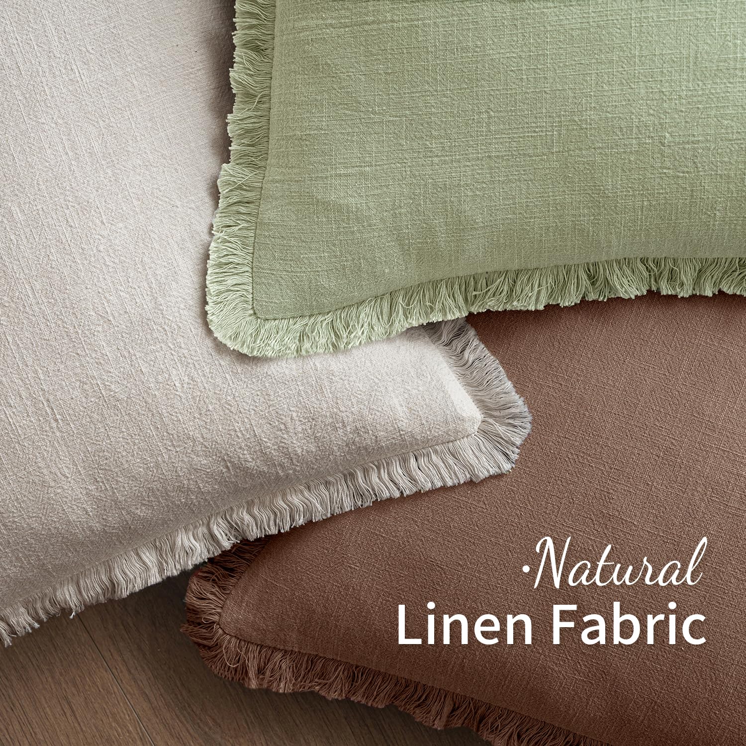 Foto 4 | Fundas De Cojín Miulee De Lino Con Flecos, Color Café Oscuro, 45 X 45 Cm - Venta Internacional.