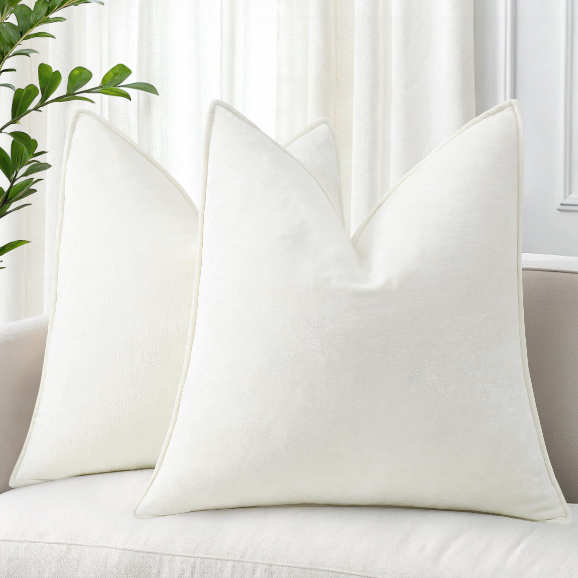 Foto 2 pulgar | Fundas De Almohada Decoruhome Chenille, 22 X 22 Cm, Juego De 2 Unidades, Color Blanco Crema - Venta Internacional.