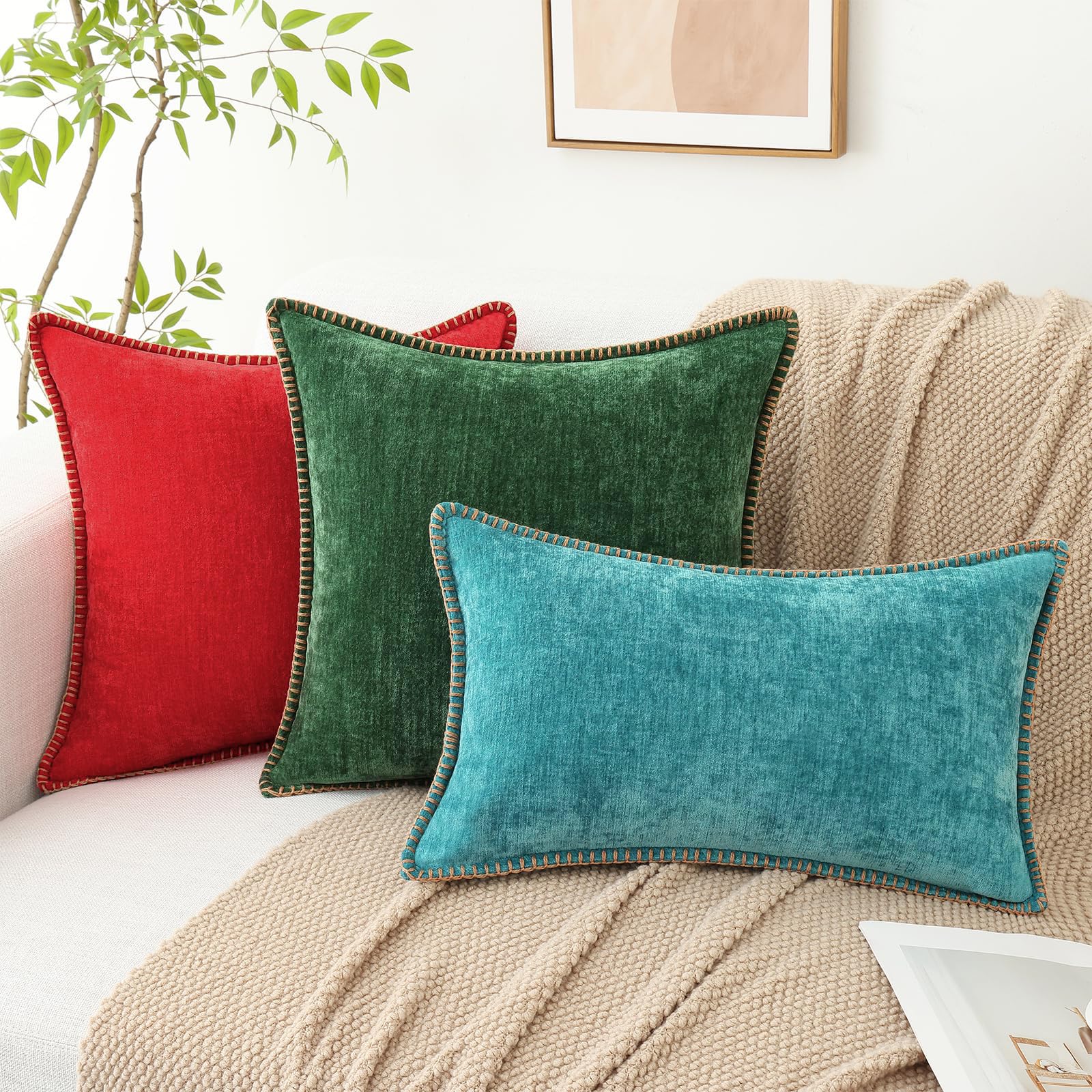 Foto 8 pulgar | Fundas De Cojín Decoruhome, De Chenilla Suave, 50 X 50 Cm, Color Turquesa - Venta Internacional.