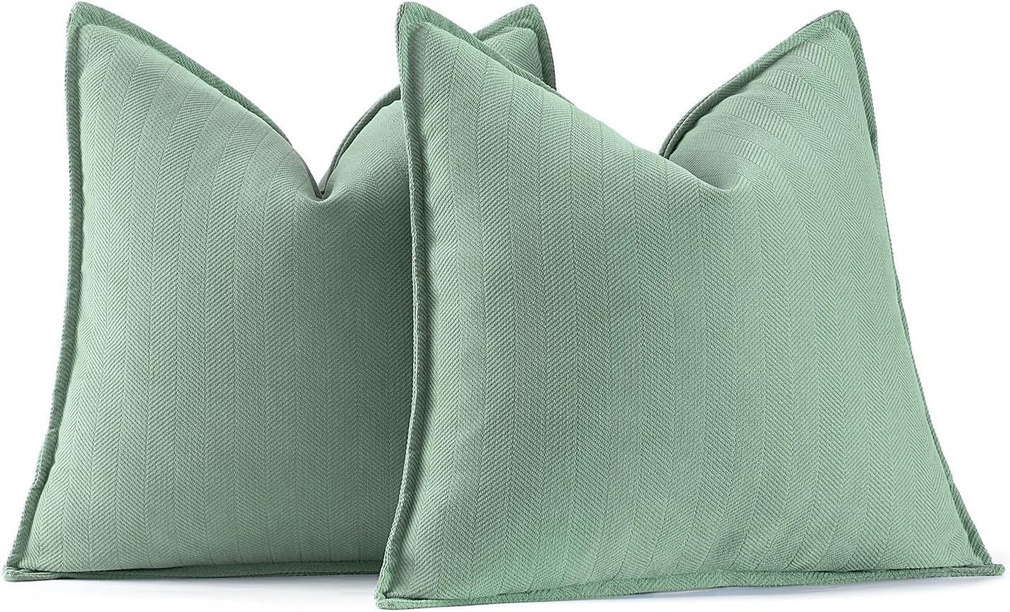 Fundas De Almohada Miulee De Felpilla Verde Grisáceo, 45 X 45 Cm, Paquete De 2 - Venta Internacional.
