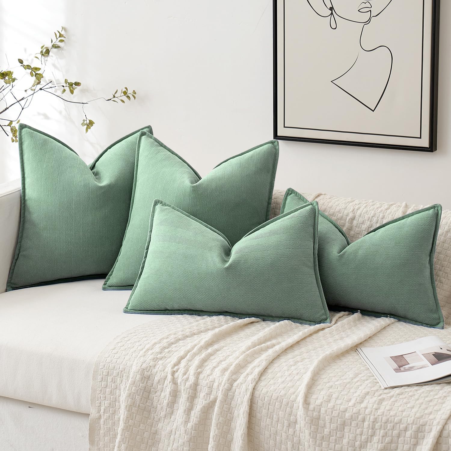 Foto 5 pulgar | Fundas De Almohada Miulee De Felpilla Verde Grisáceo, 45 X 45 Cm, Paquete De 2 - Venta Internacional.