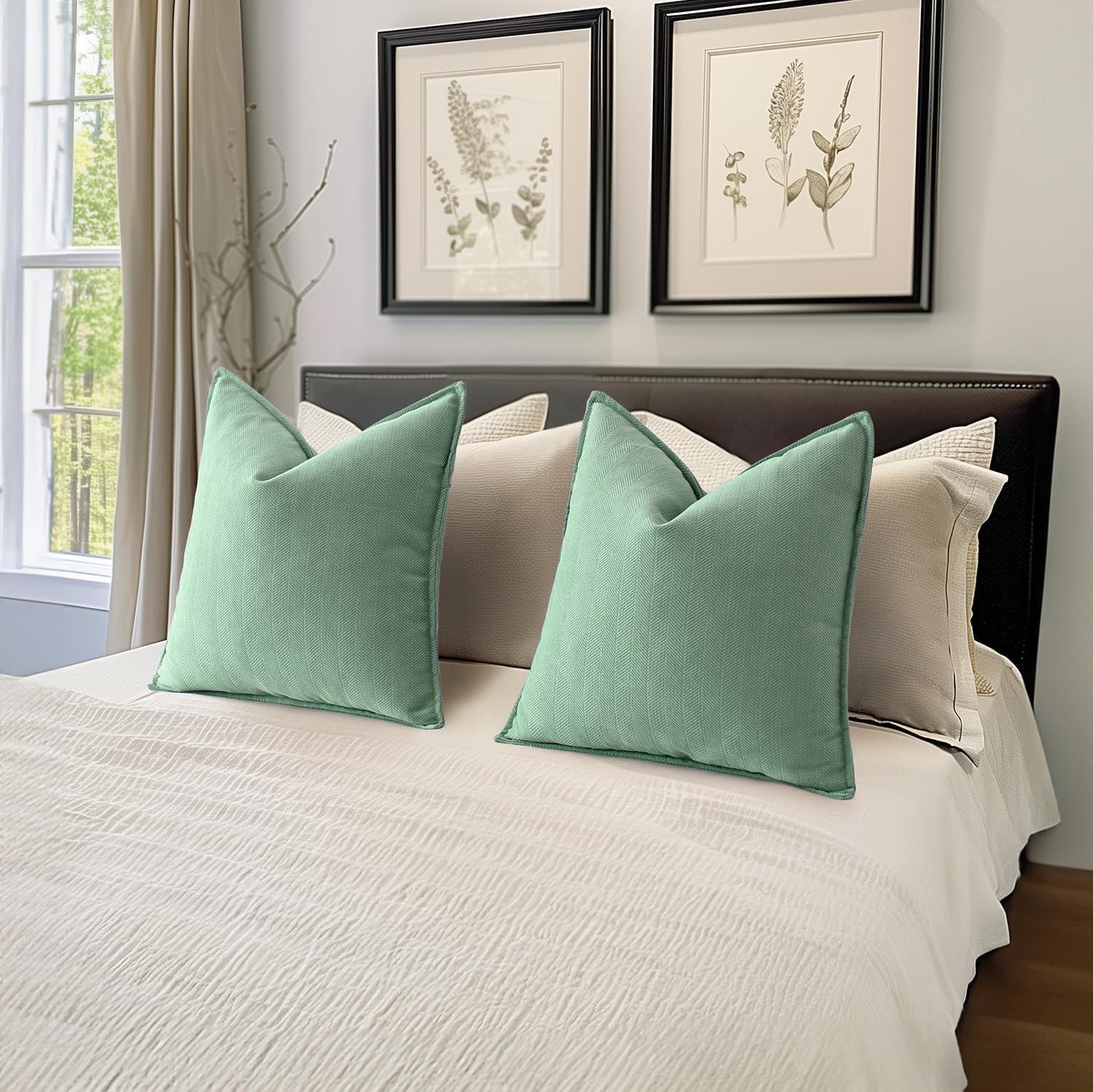 Foto 6 pulgar | Fundas De Almohada Miulee De Felpilla Verde Grisáceo, 45 X 45 Cm, Paquete De 2 - Venta Internacional.