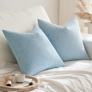 Foto 2 | Juego De 2 Fundas De Almohada Miulee De Lino Farmhouse, 50 X 50 Cm, Color Azul Claro - Venta Internacional.