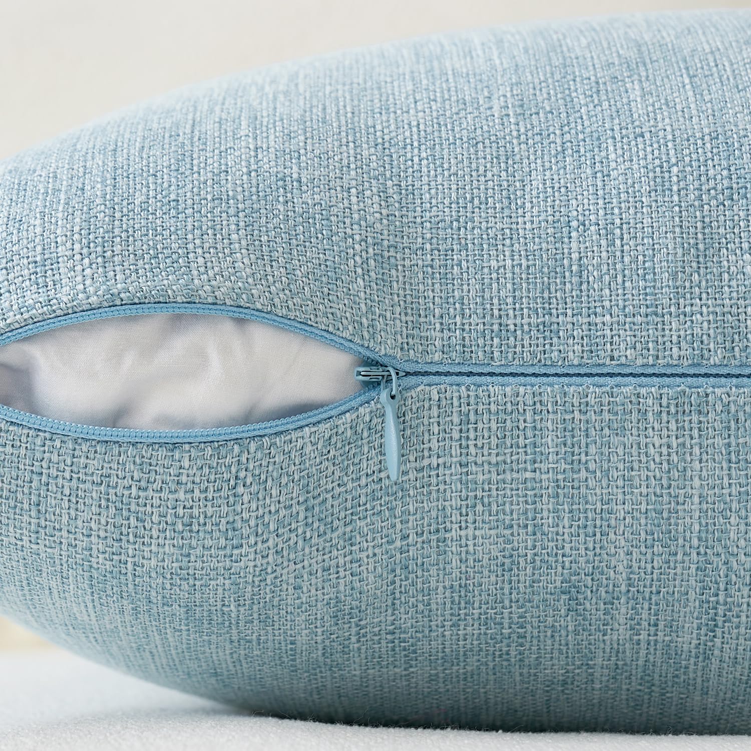 Foto 5 | Juego De 2 Fundas De Almohada Miulee De Lino Farmhouse, 50 X 50 Cm, Color Azul Claro - Venta Internacional.