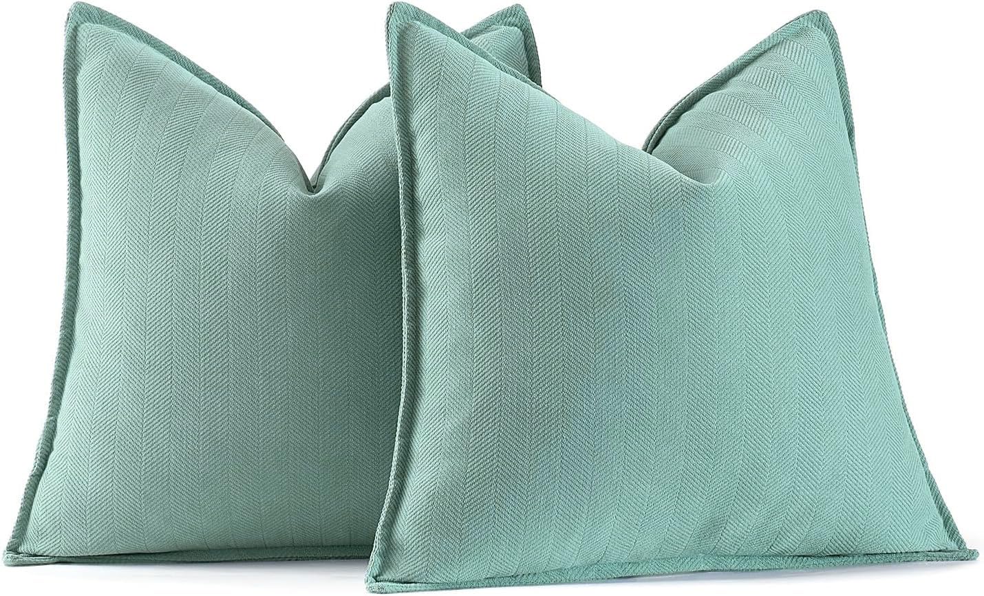 Fundas De Almohada Miulee De Chenilla Verde Aguamarina, 45 X 45 Cm, Paquete De 2 - Venta Internacional.