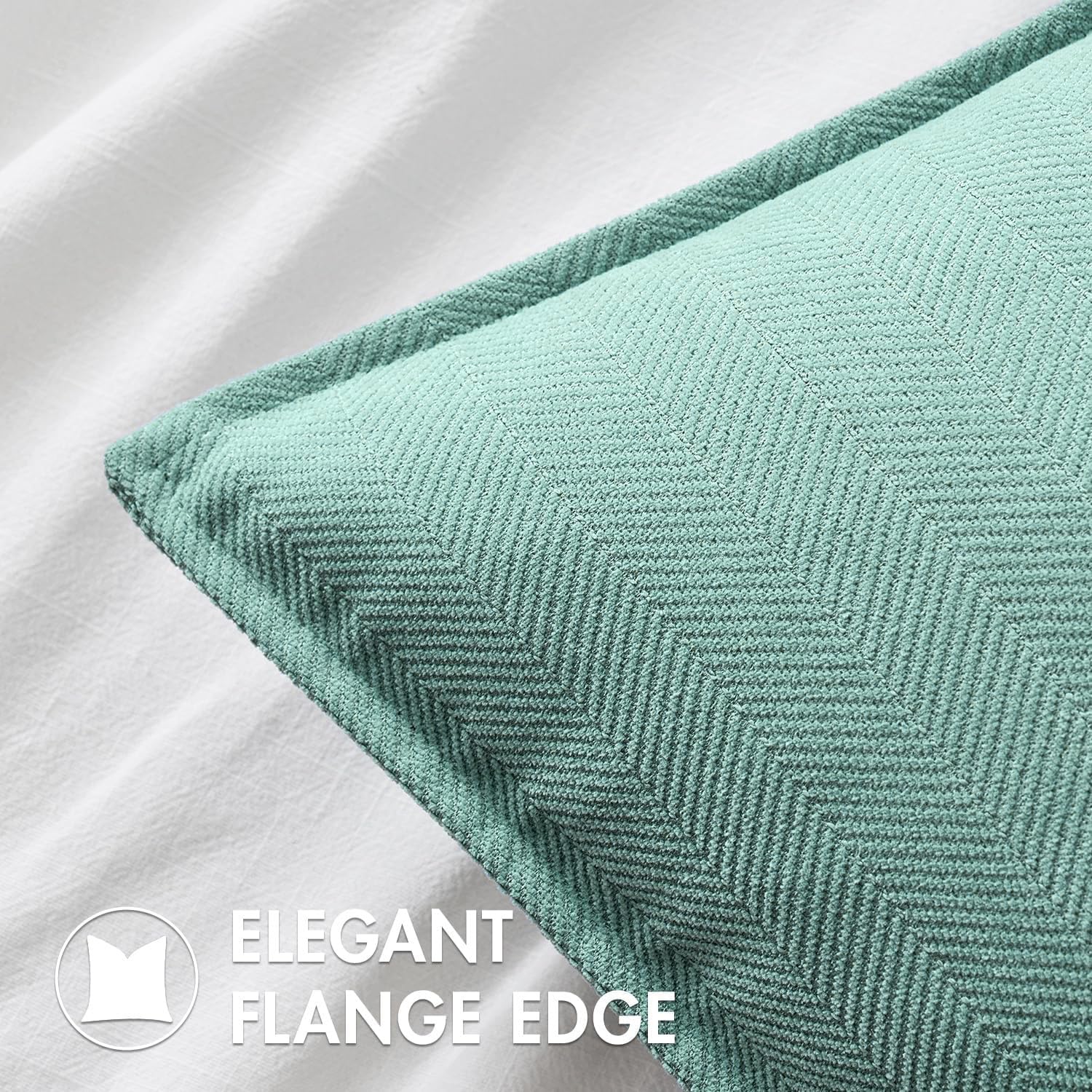Foto 3 pulgar | Fundas De Almohada Miulee De Chenilla Verde Aguamarina, 45 X 45 Cm, Paquete De 2 - Venta Internacional.
