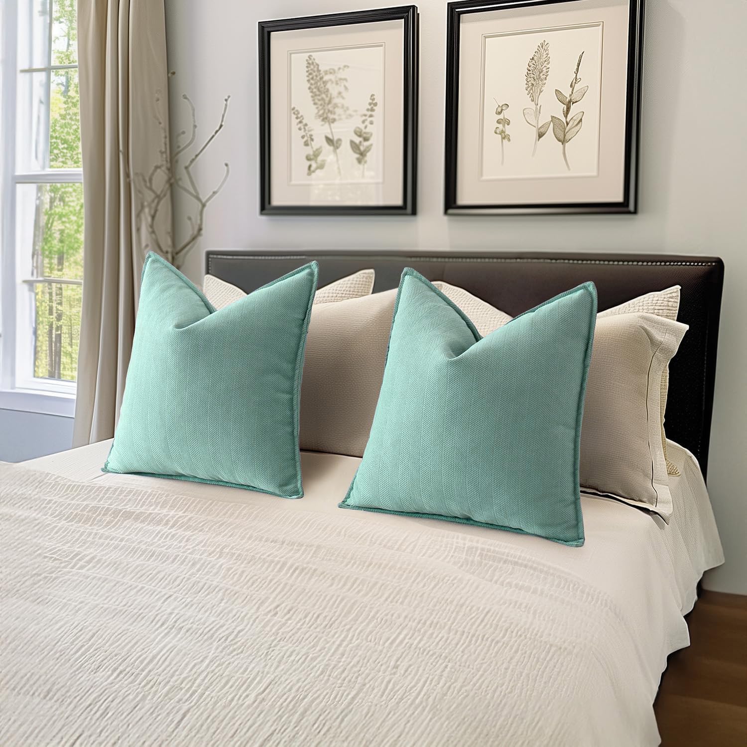 Foto 6 pulgar | Fundas De Almohada Miulee De Chenilla Verde Aguamarina, 45 X 45 Cm, Paquete De 2 - Venta Internacional.