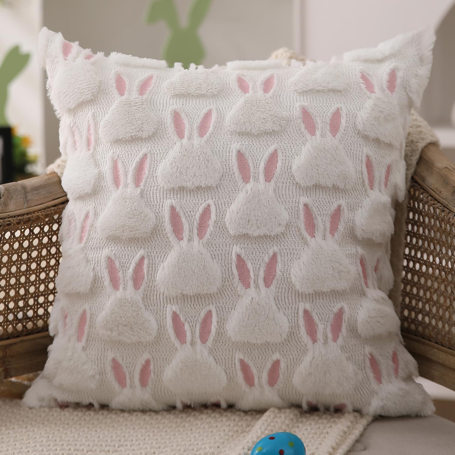 Foto 4 pulgar | Fundas De Almohada Dfxsz Para Pascua, 50 X 50 Cm, Juego De 2 Conejos Rosados Y Blancos - Venta Internacional.