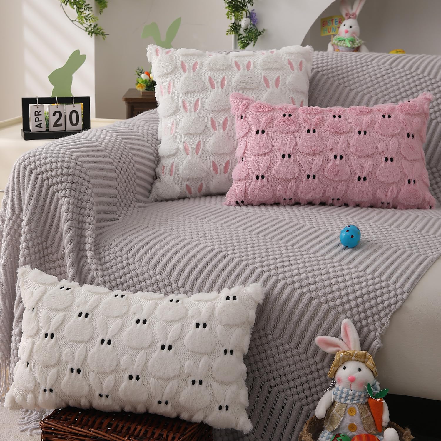 Foto 6 pulgar | Fundas De Almohada Dfxsz Para Pascua, 50 X 50 Cm, Juego De 2 Conejos Rosados Y Blancos - Venta Internacional.