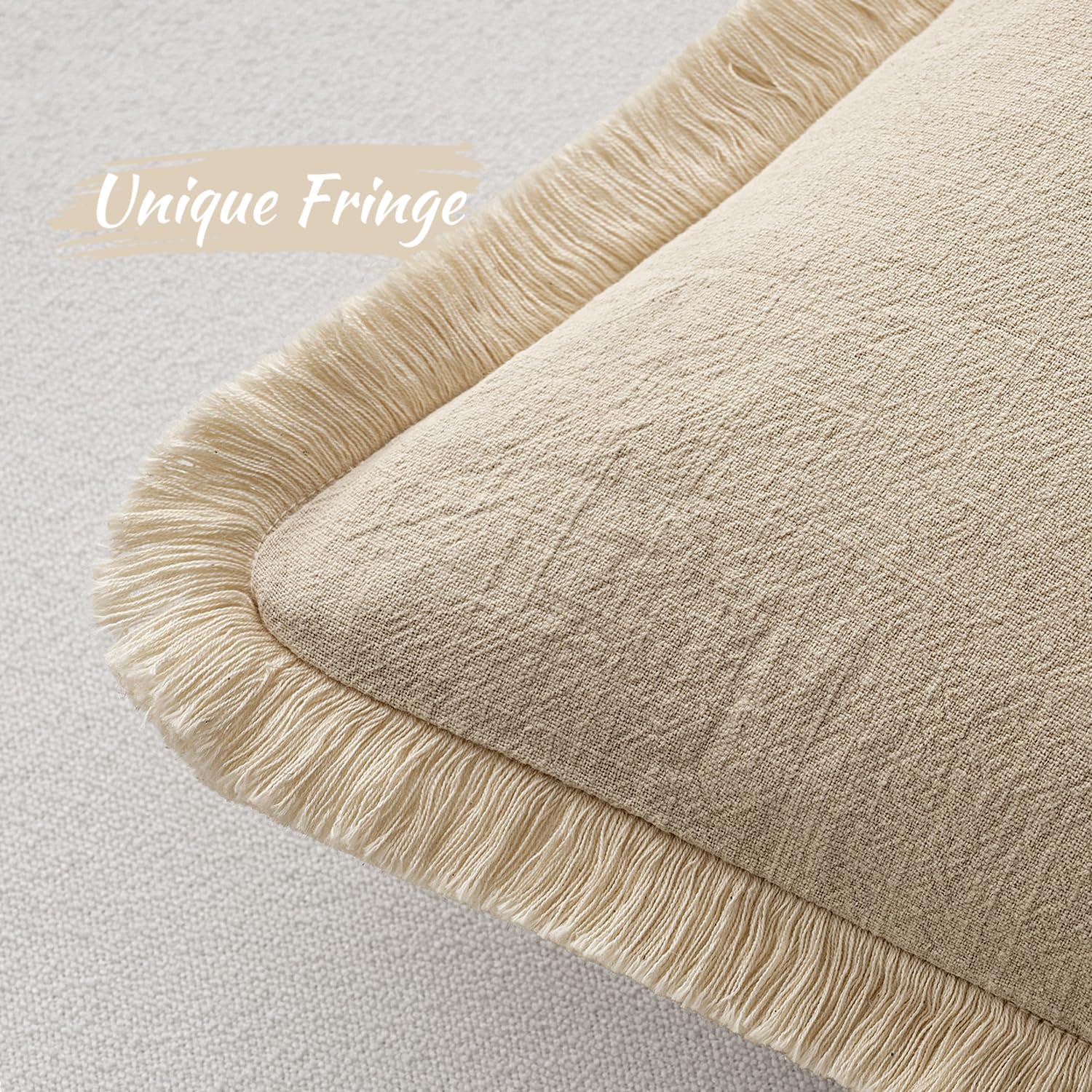 Foto 4 pulgar | Juego De 2 Fundas De Cojín Miulee De Lino Con Flecos, Color Beige, 40 X 40 Cm - Venta Internacional.
