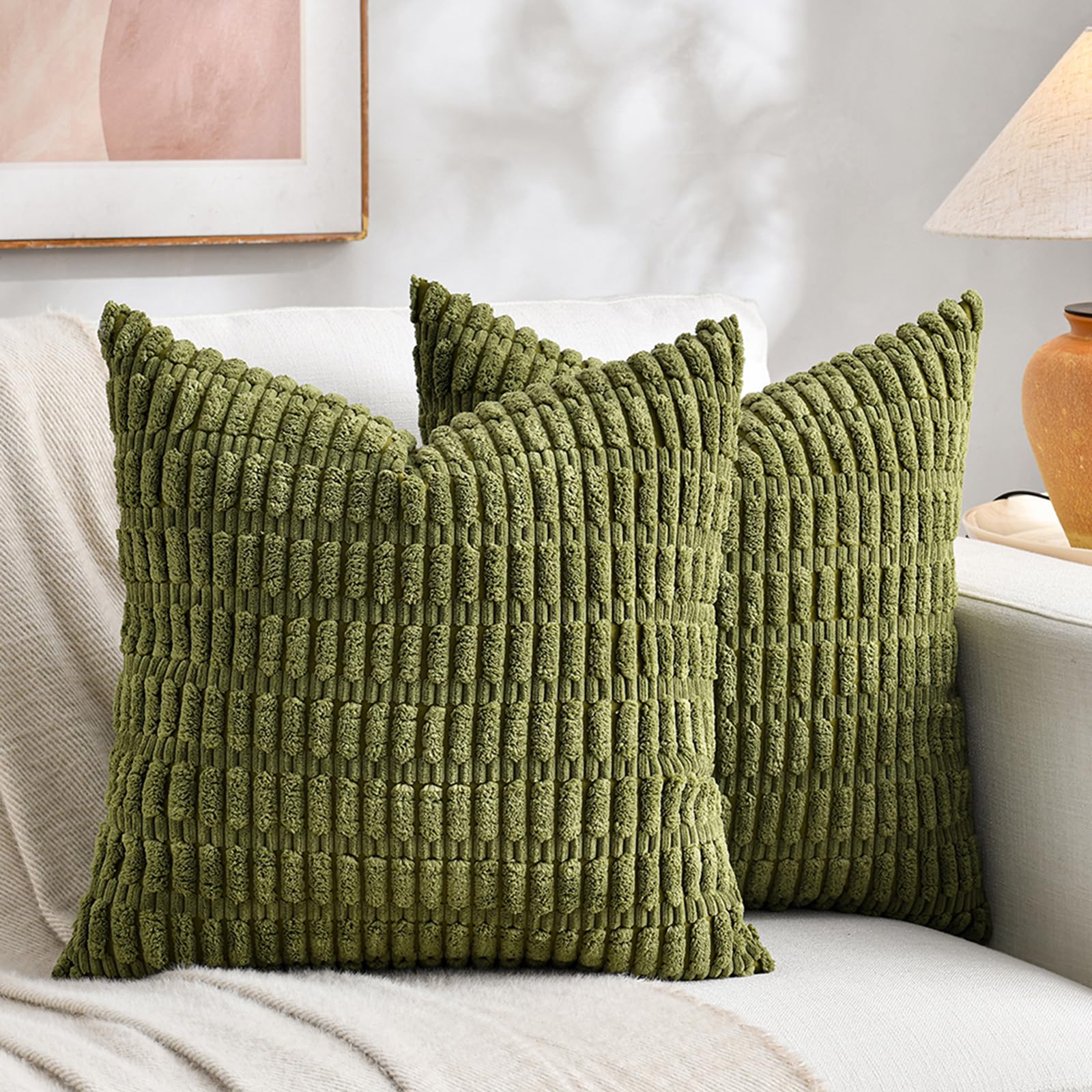 Fundas De Cojín Fancy Homi Boho, Color Verde Musgo, 66 X 66 Cm, Paquete De 2 - Venta Internacional.