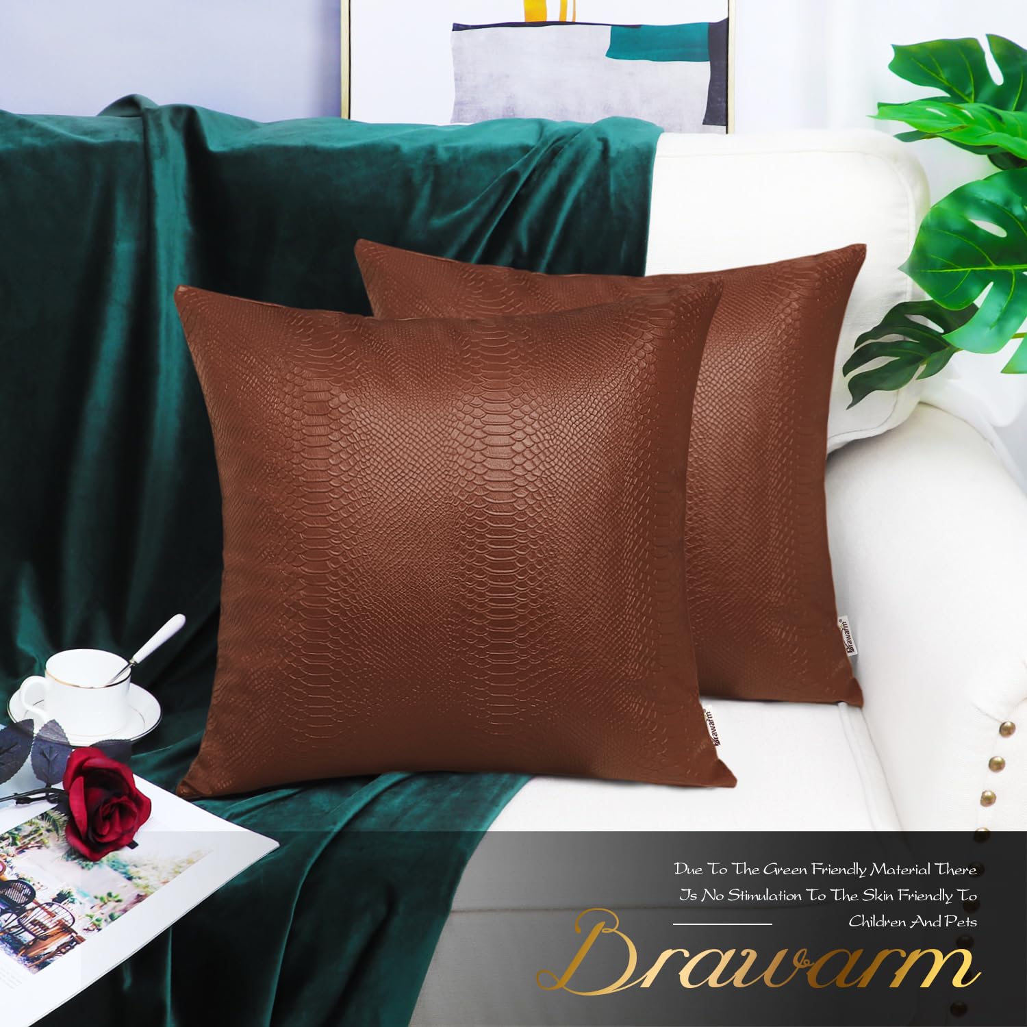 Foto 3 pulgar | Cojines Brawarm De Piel Marrón Claro De 55 Cm X 55 Cm (paquete De 2) - Venta Internacional.