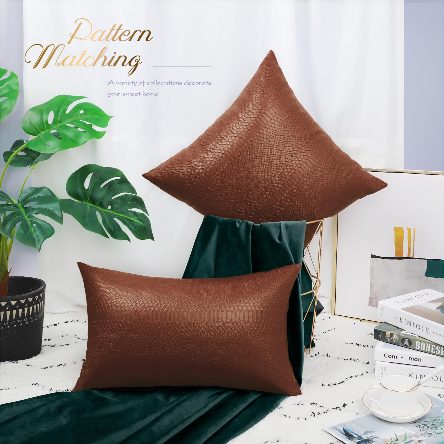 Foto 4 pulgar | Cojines Brawarm De Piel Marrón Claro De 55 Cm X 55 Cm (paquete De 2) - Venta Internacional.