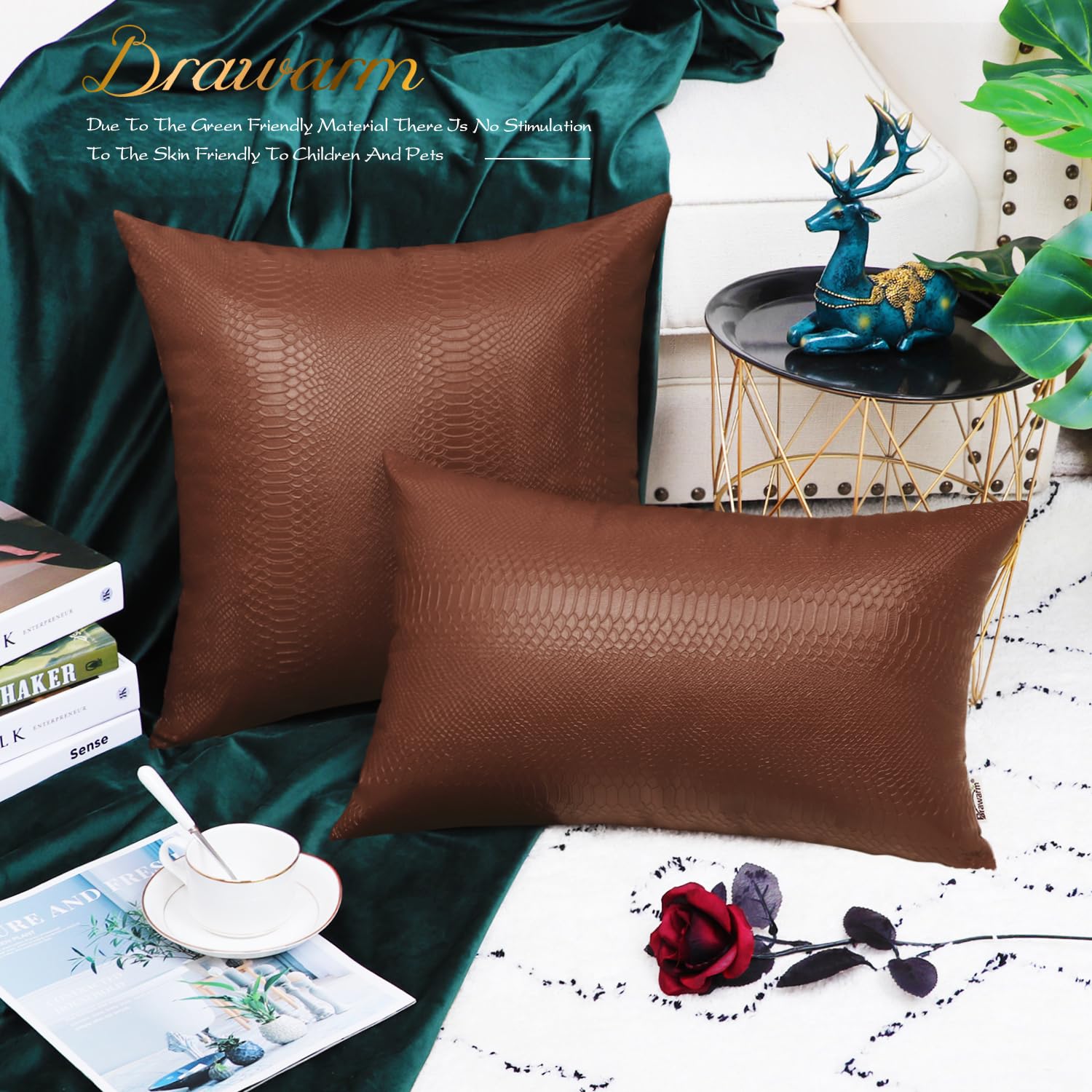 Foto 4 | Cojines Brawarm De Piel Marrón Claro De 55 Cm X 55 Cm (paquete De 2) - Venta Internacional.