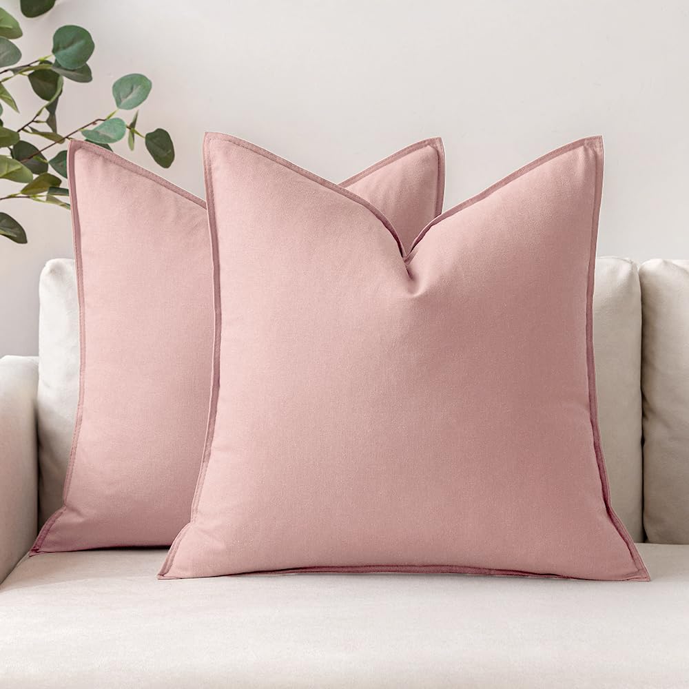 Foto 2 pulgar | Funda De Almohada Miulee De Lino Rosa Claro De 60 X 60 Cm, Paquete De 2 - Venta Internacional.