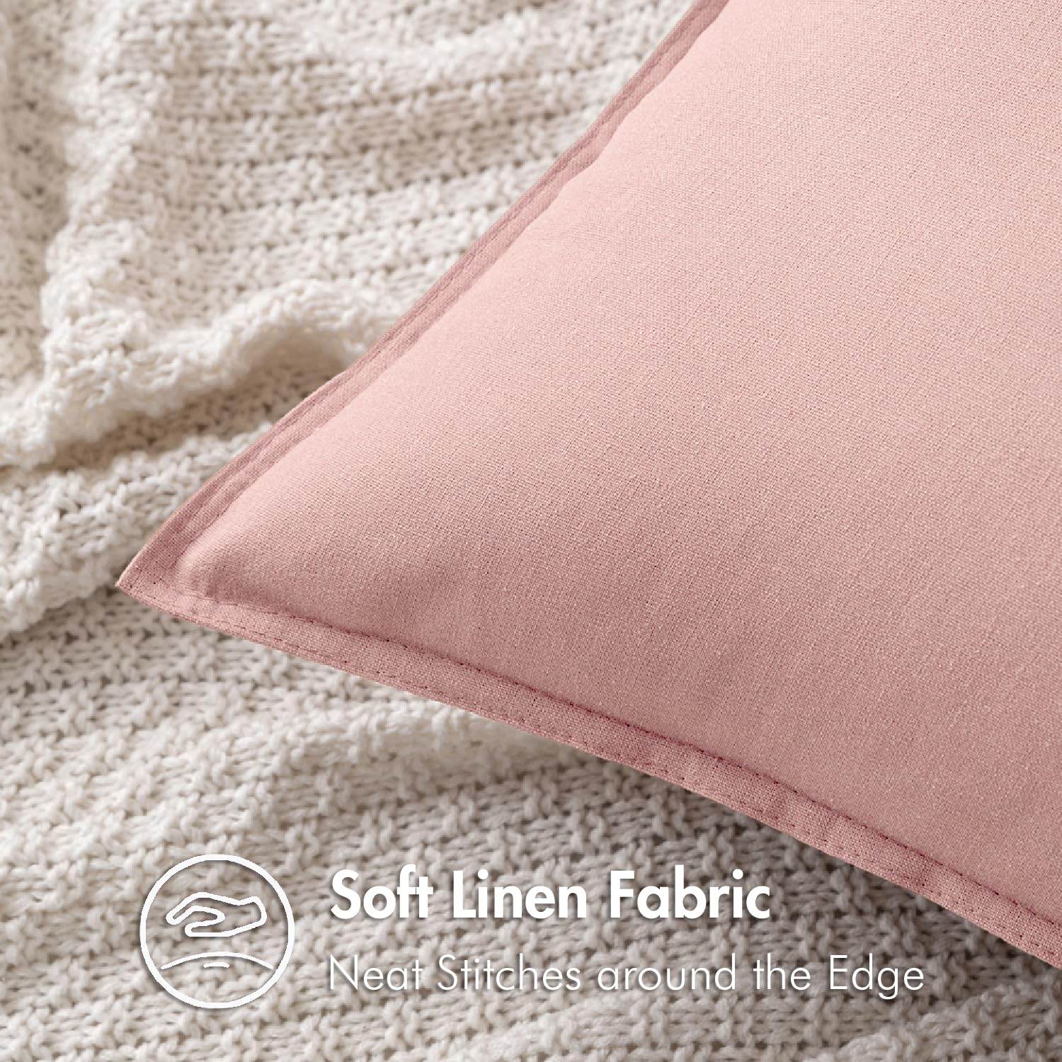Foto 3 pulgar | Funda De Almohada Miulee De Lino Rosa Claro De 60 X 60 Cm, Paquete De 2 - Venta Internacional.