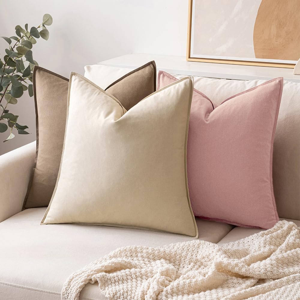 Foto 4 | Funda De Almohada Miulee De Lino Rosa Claro De 60 X 60 Cm, Paquete De 2 - Venta Internacional.