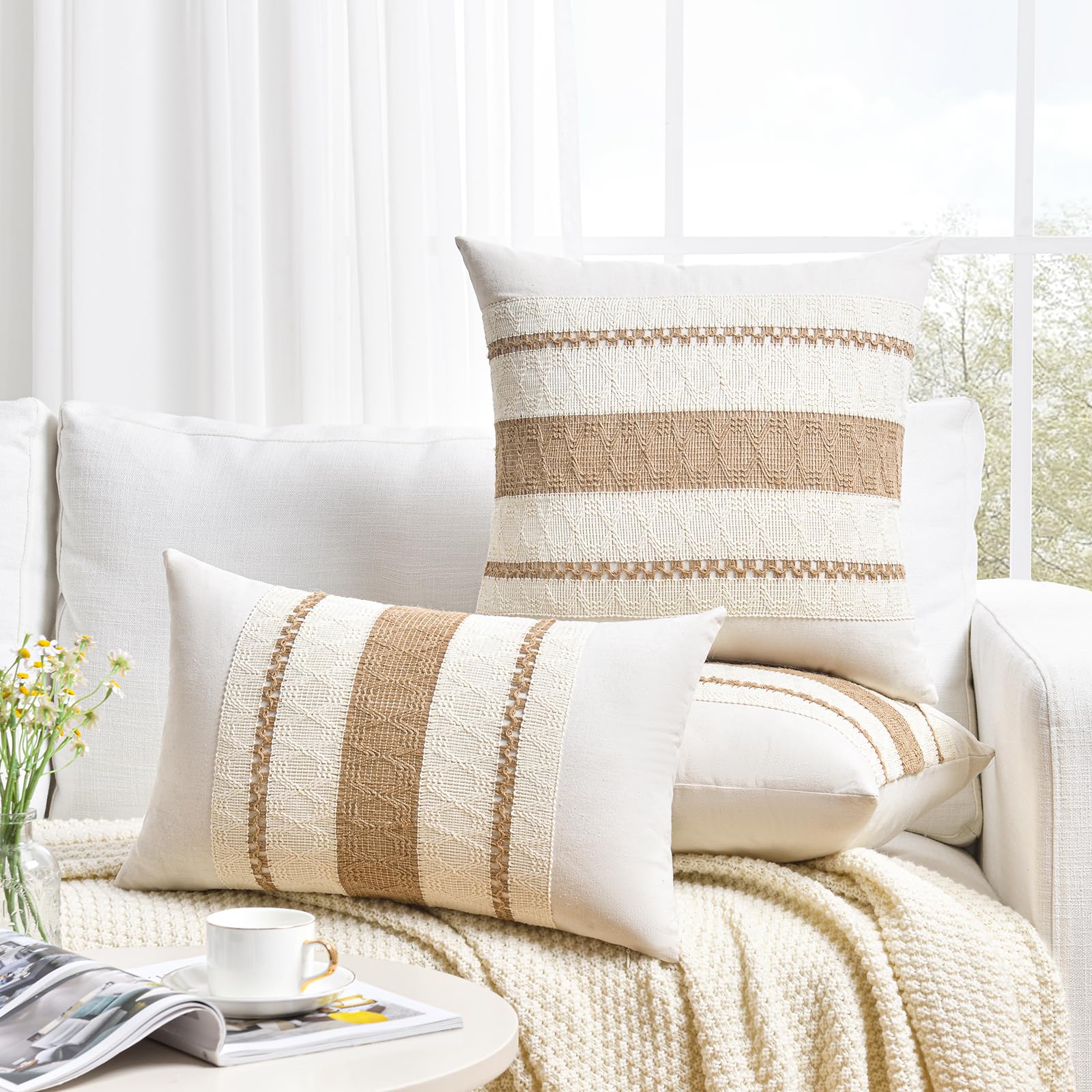 Foto 7 pulgar | Funda De Cojín Fancy Homi Boho Neutral, 60 X 60 Cm, Juego De 2 - Venta Internacional.