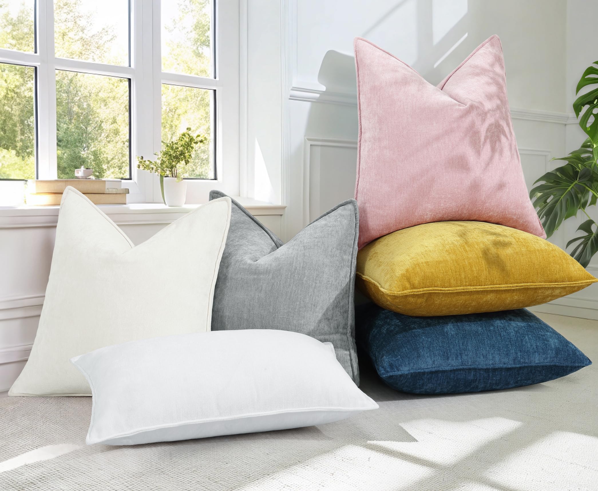 Foto 7 pulgar | Fundas De Almohada Decoruhome Chenille, 20 X 20 Cm, Juego De 2 Unidades, Color Blanco Crema - Venta Internacional.
