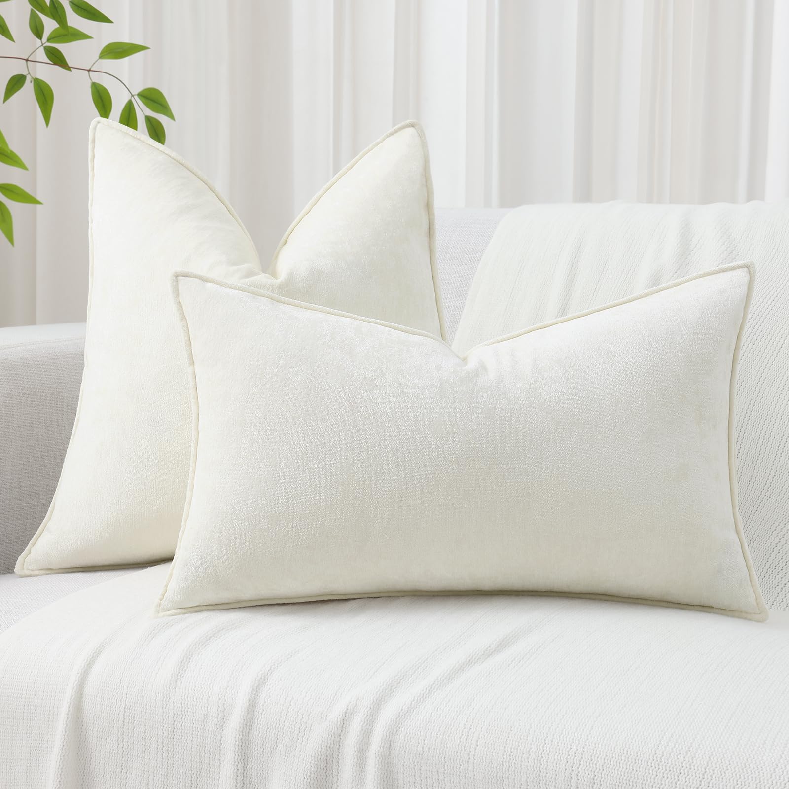 Foto 8 pulgar | Fundas De Almohada Decoruhome Chenille, 20 X 20 Cm, Juego De 2 Unidades, Color Blanco Crema - Venta Internacional.