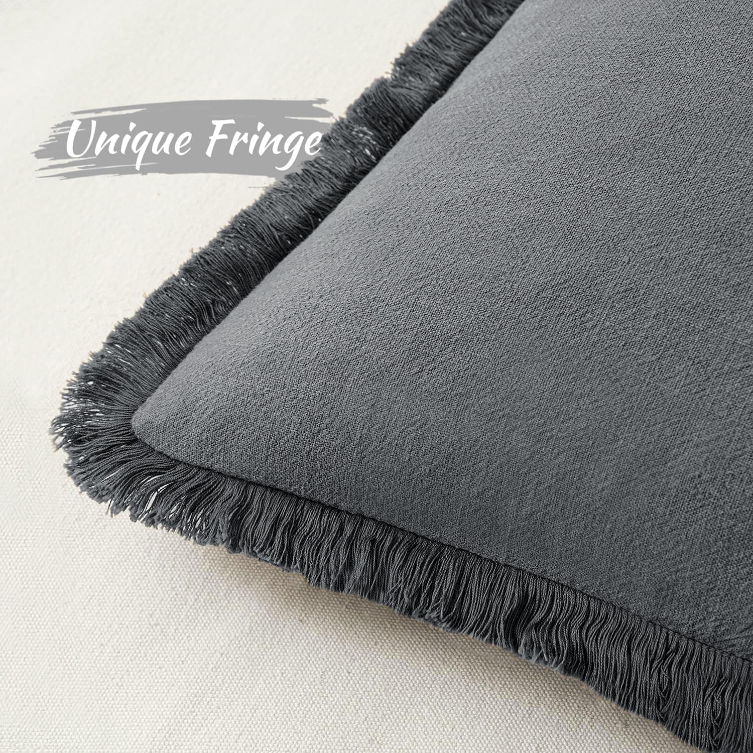 Foto 3 pulgar | Fundas De Cojín Miulee De Lino Con Flecos, Gris Oscuro, 50 X 50 Cm, 2 Unidades - Venta Internacional.