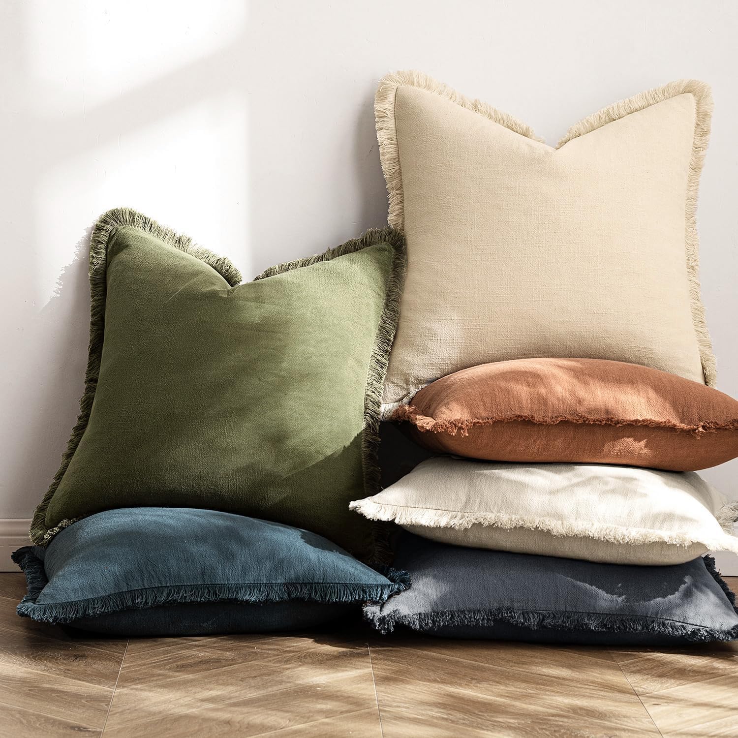 Foto 5 | Fundas De Cojín Miulee De Lino Con Flecos, Gris Oscuro, 50 X 50 Cm, 2 Unidades - Venta Internacional.