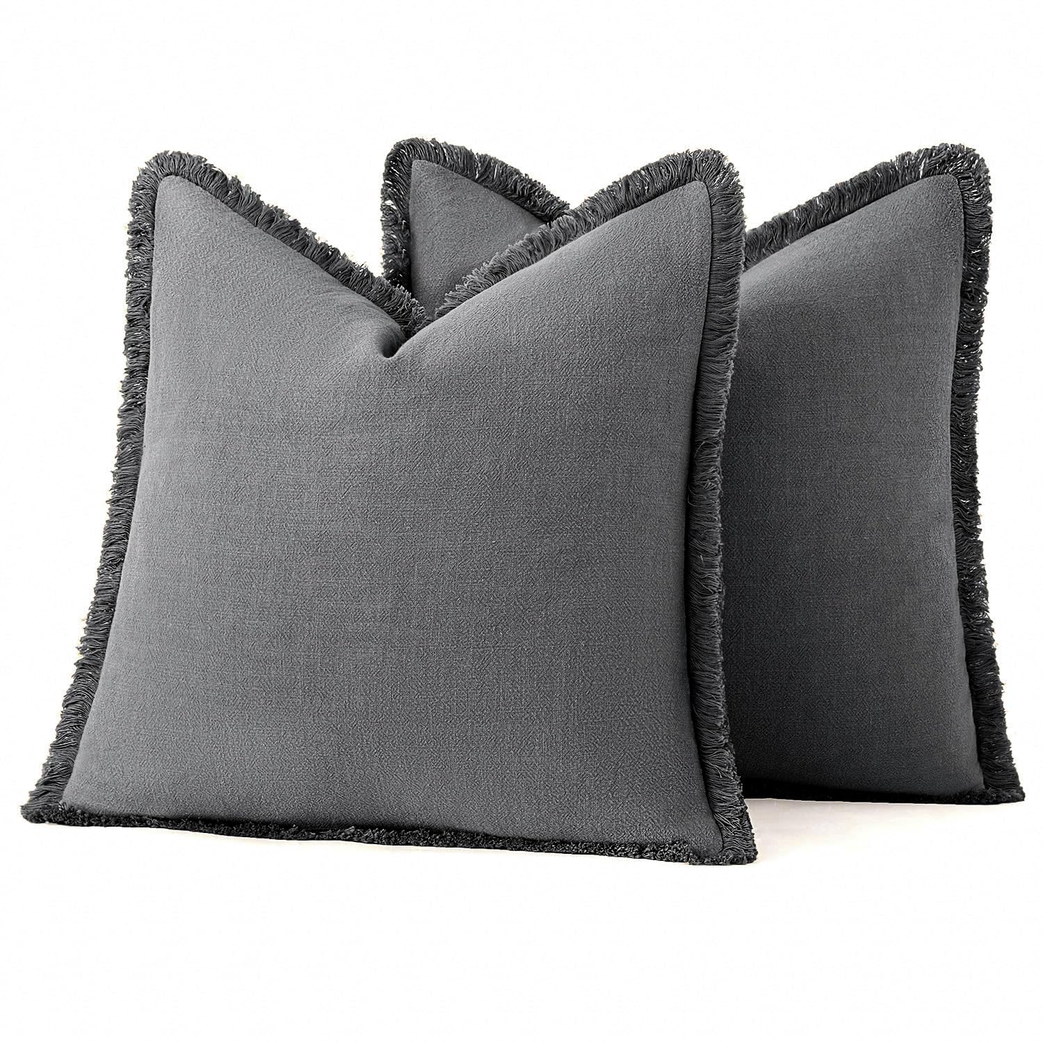 Foto 7 pulgar | Fundas De Cojín Miulee De Lino Con Flecos, Gris Oscuro, 50 X 50 Cm, 2 Unidades - Venta Internacional.