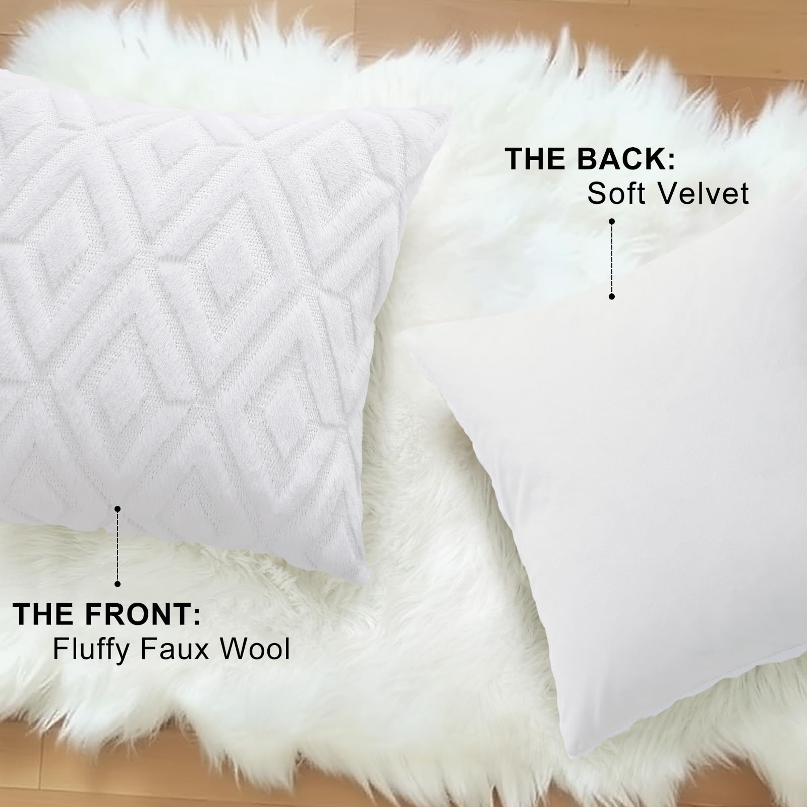 Foto 4 | Juego De 2 Fundas De Almohada Decoruhome Para Sofá, 60 X 60 Cm, Color Blanco - Venta Internacional.