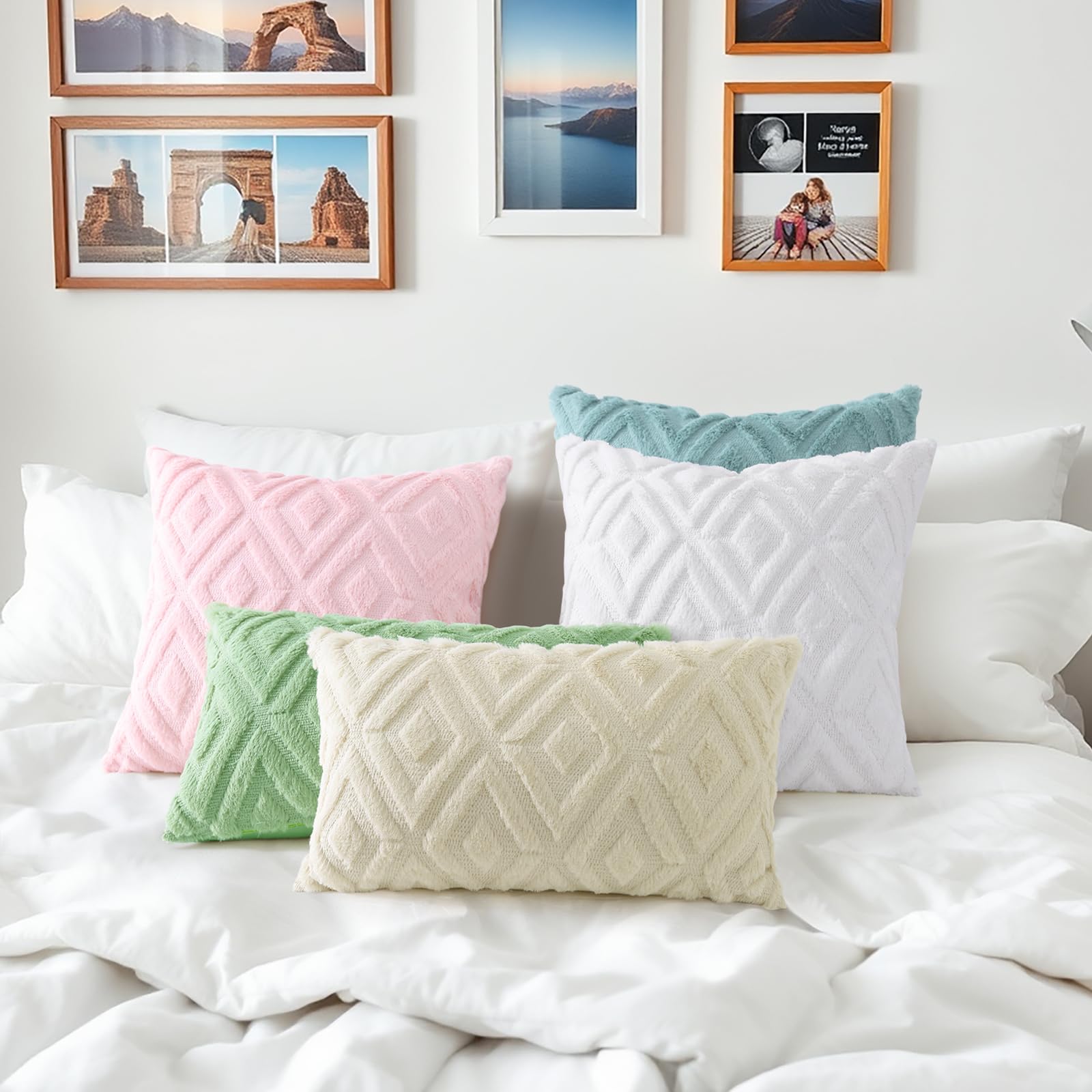 Foto 5 | Juego De 2 Fundas De Almohada Decoruhome Para Sofá, 60 X 60 Cm, Color Blanco - Venta Internacional.