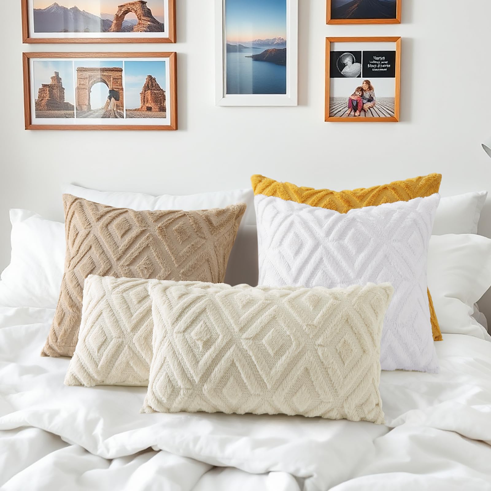 Foto 5 | Juego De 2 Fundas De Almohada Decoruhome, 24 X 24 Cm, Lana Sintética, Color Caqui Claro - Venta Internacional.