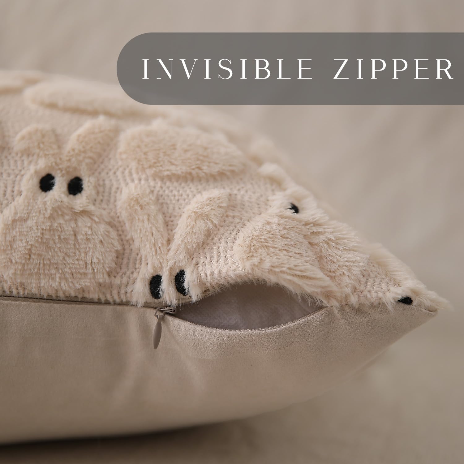 Foto 3 pulgar | Juego De 2 Fundas De Almohada Dfxsz Para Pascua, 50 X 50 Cm, Piel De Conejo De Color Beige - Venta Internacional.