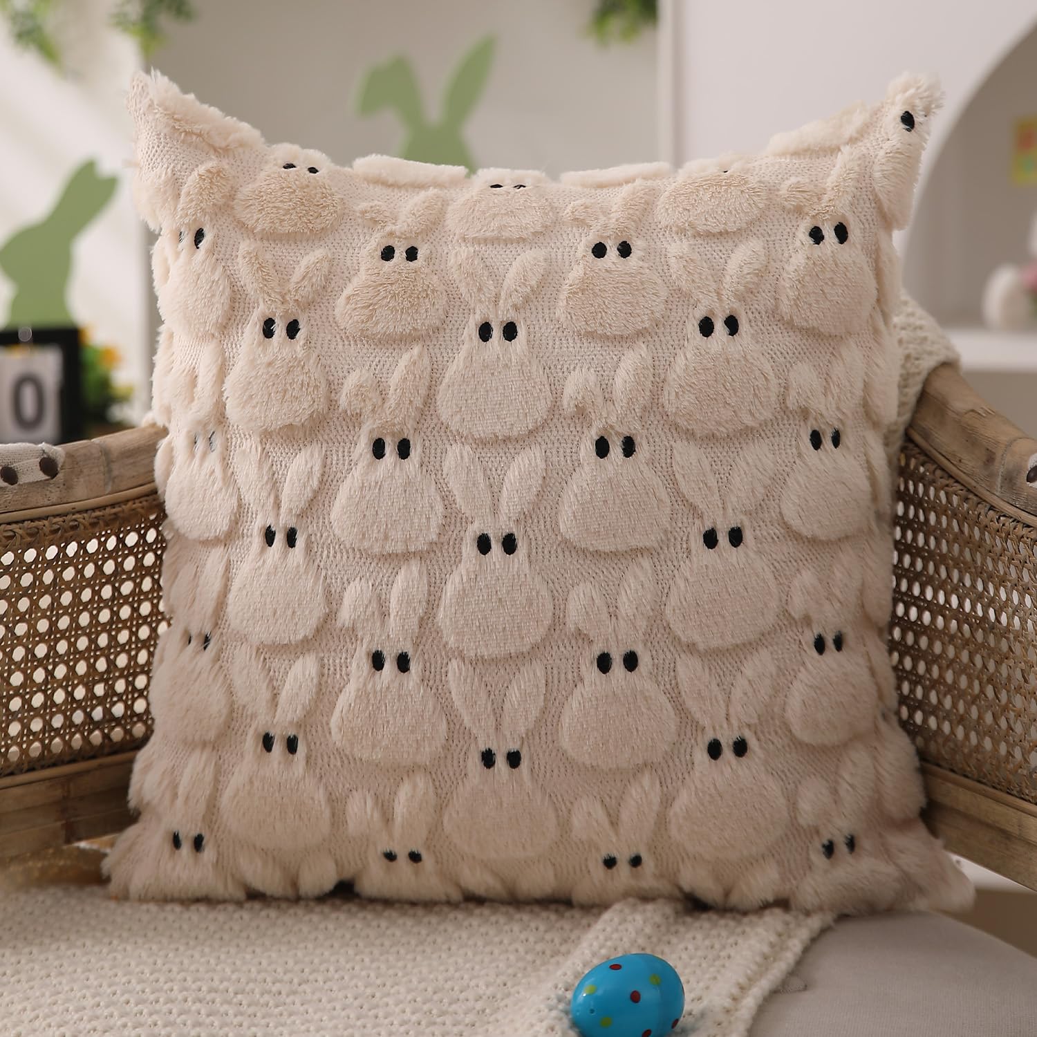 Foto 4 pulgar | Juego De 2 Fundas De Almohada Dfxsz Para Pascua, 50 X 50 Cm, Piel De Conejo De Color Beige - Venta Internacional.