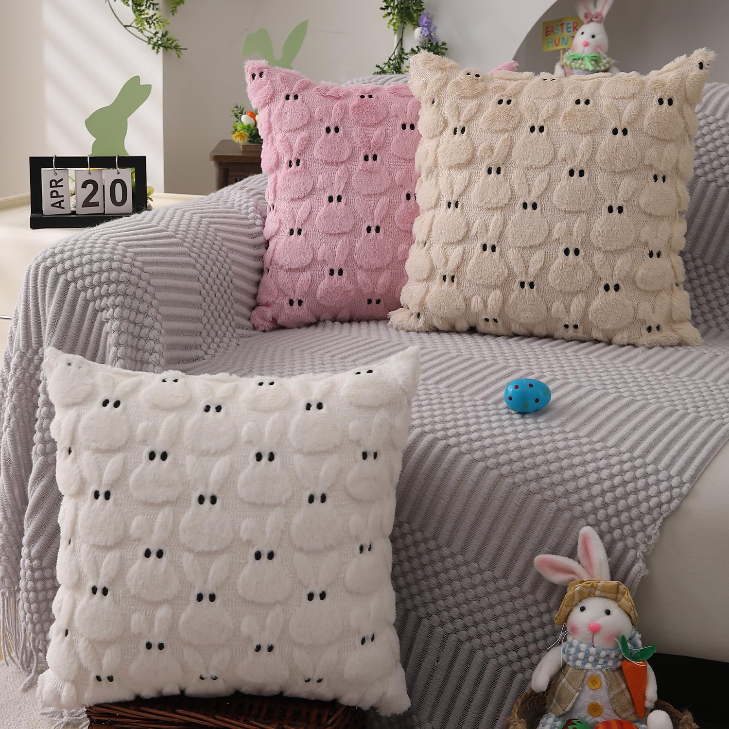 Foto 6 pulgar | Juego De 2 Fundas De Almohada Dfxsz Para Pascua, 50 X 50 Cm, Piel De Conejo De Color Beige - Venta Internacional.
