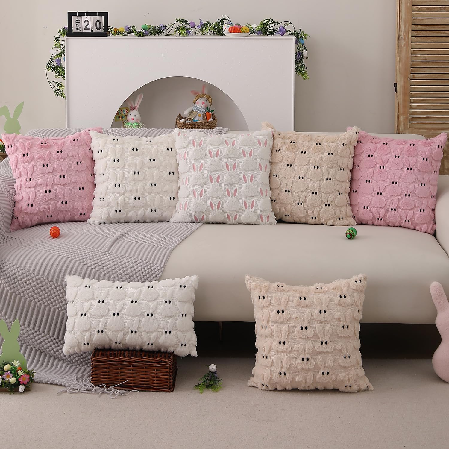 Foto 7 pulgar | Juego De 2 Fundas De Almohada Dfxsz Para Pascua, 50 X 50 Cm, Piel De Conejo De Color Beige - Venta Internacional.